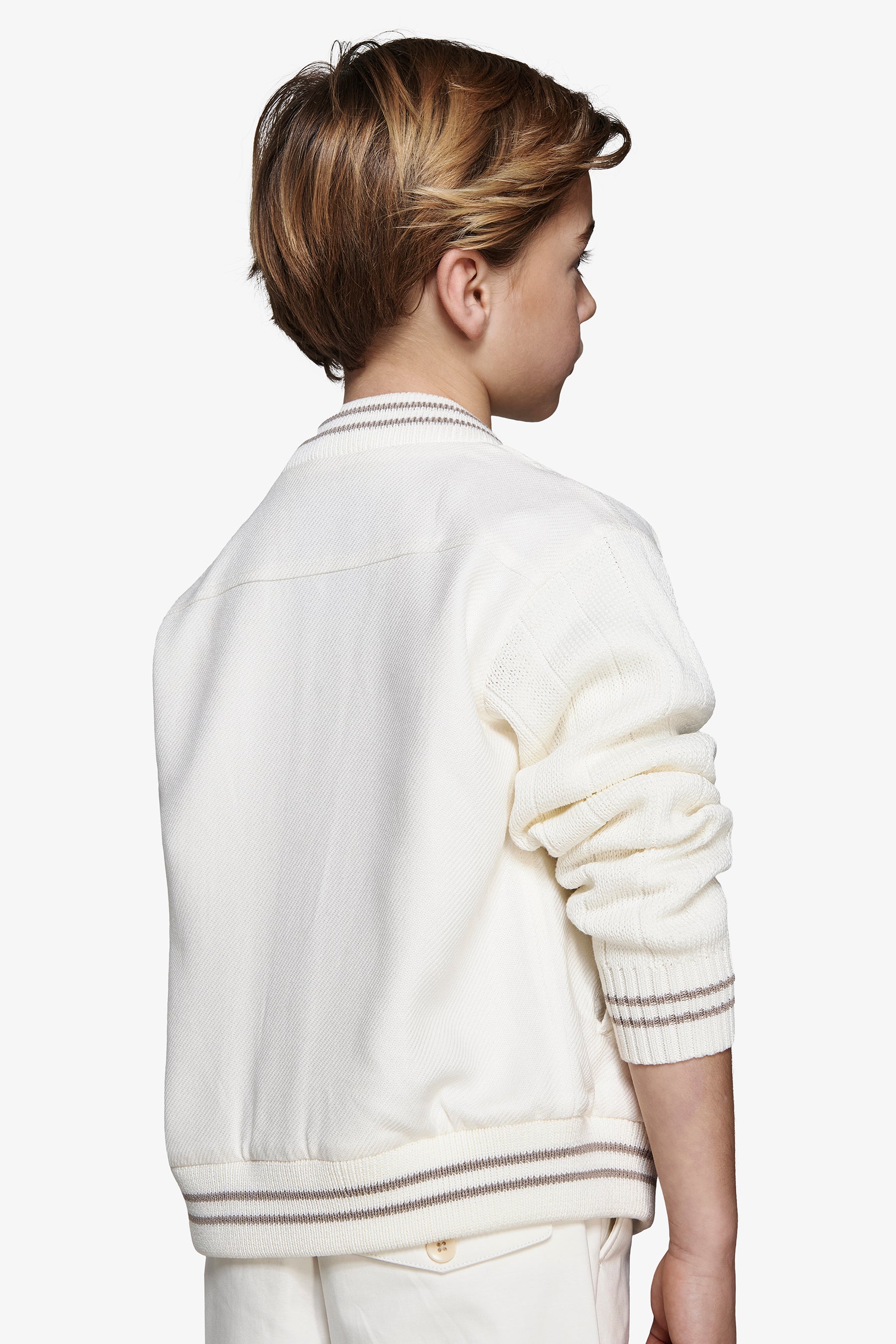 Bomber misto lino bimaterico panna Kids-Dan John