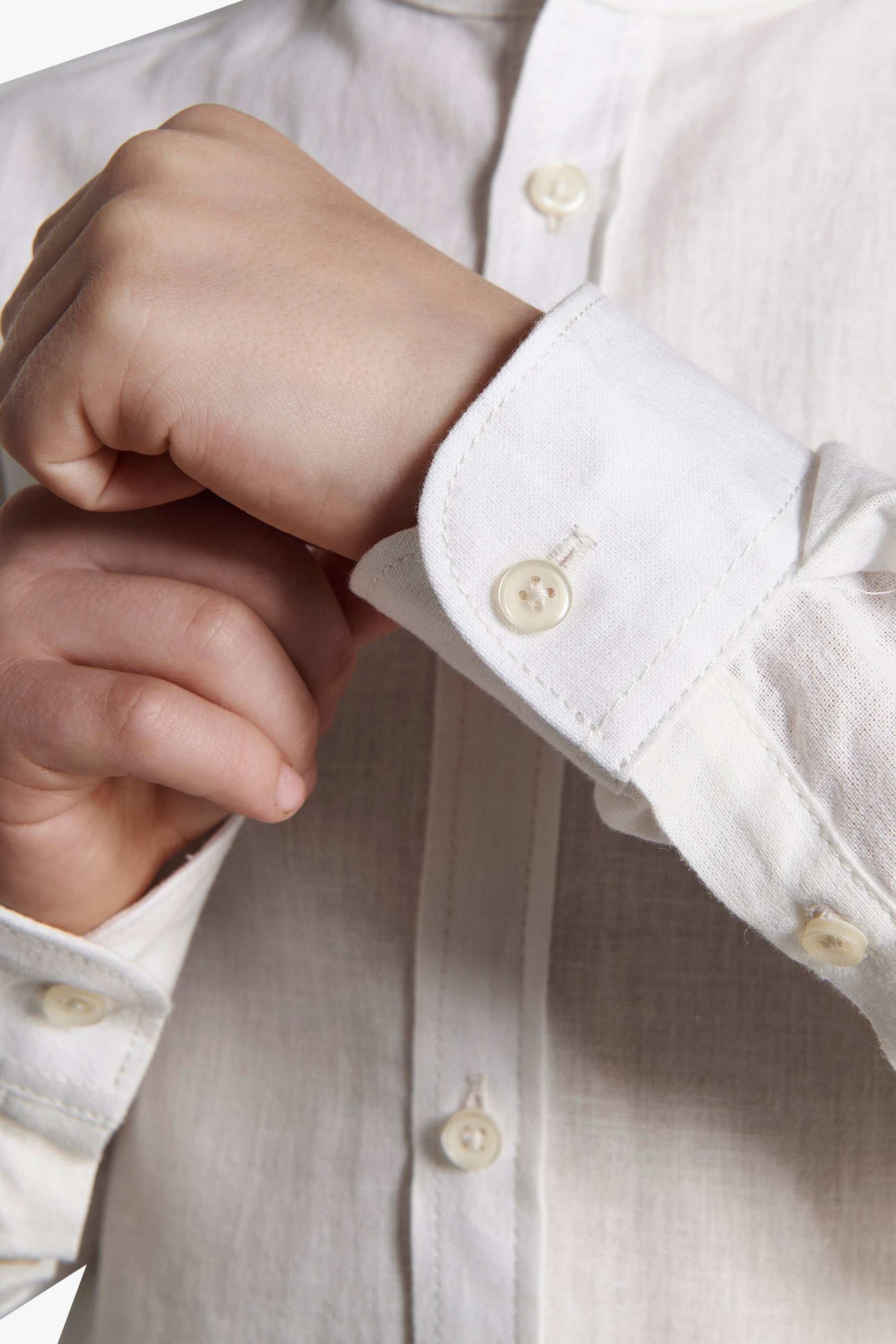 Chemise crème à col Mao en polylin Kids