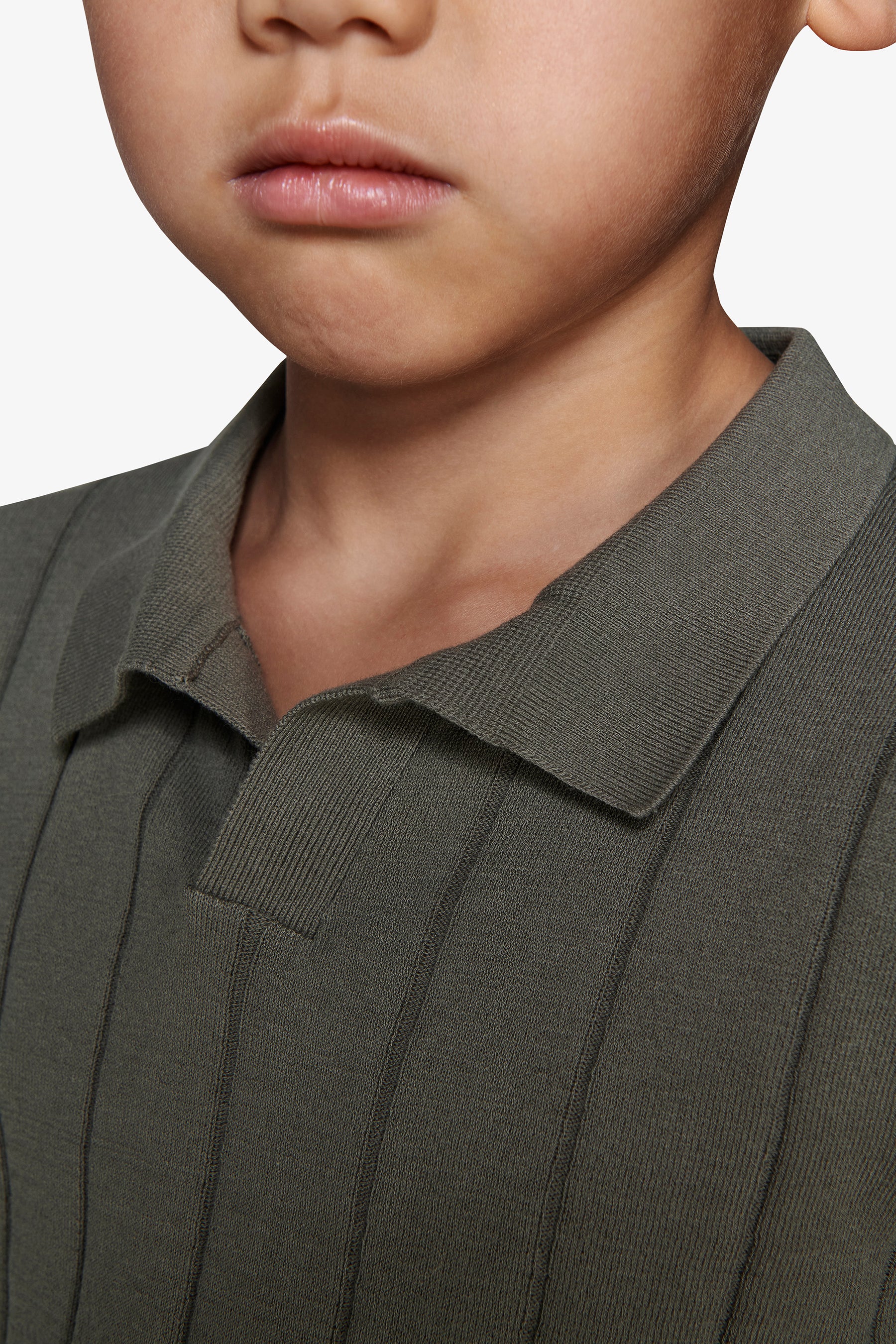 Polo in maglia costa piatta verde Kids