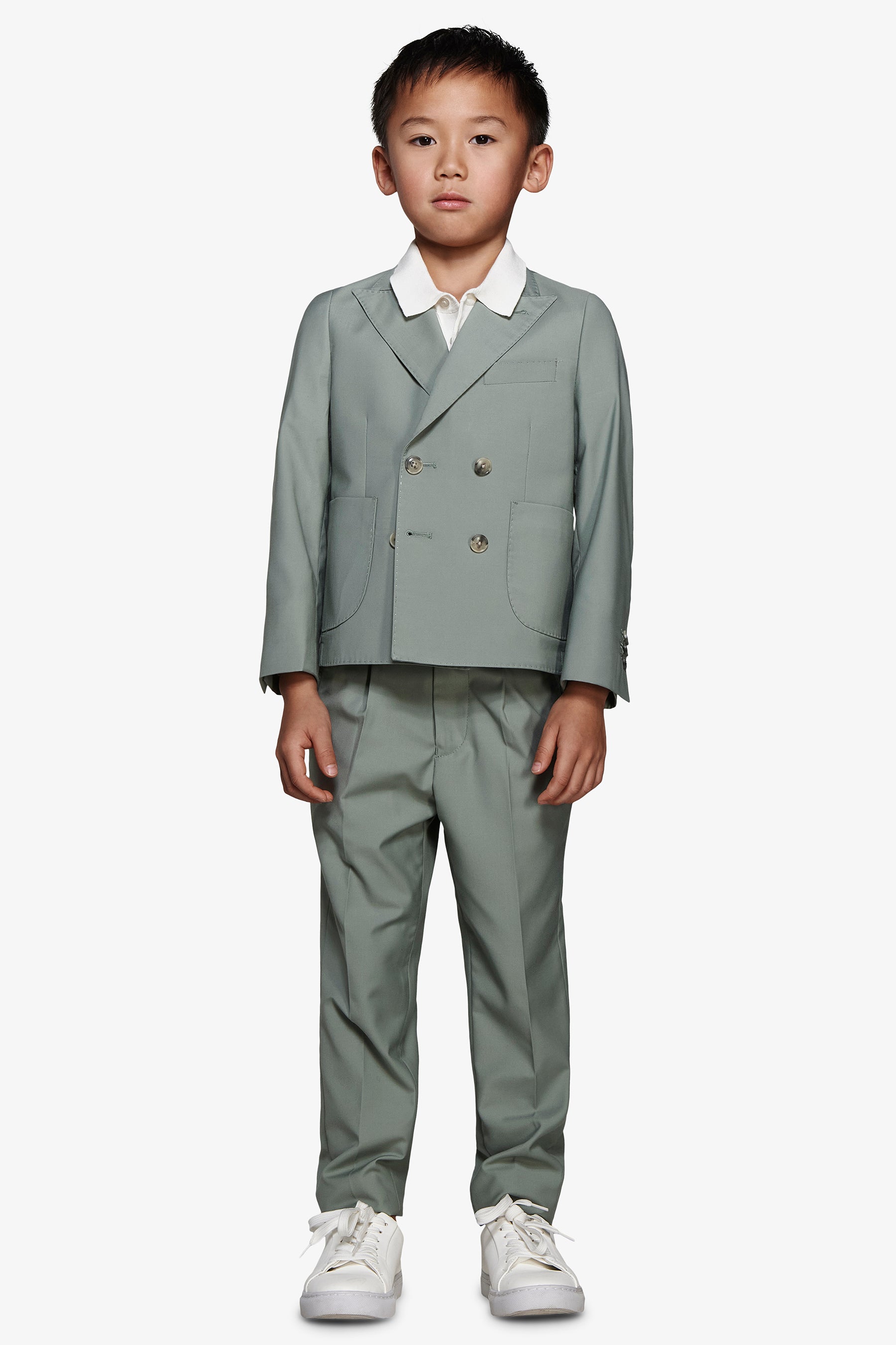 Veste croisée en sergé vert sauge