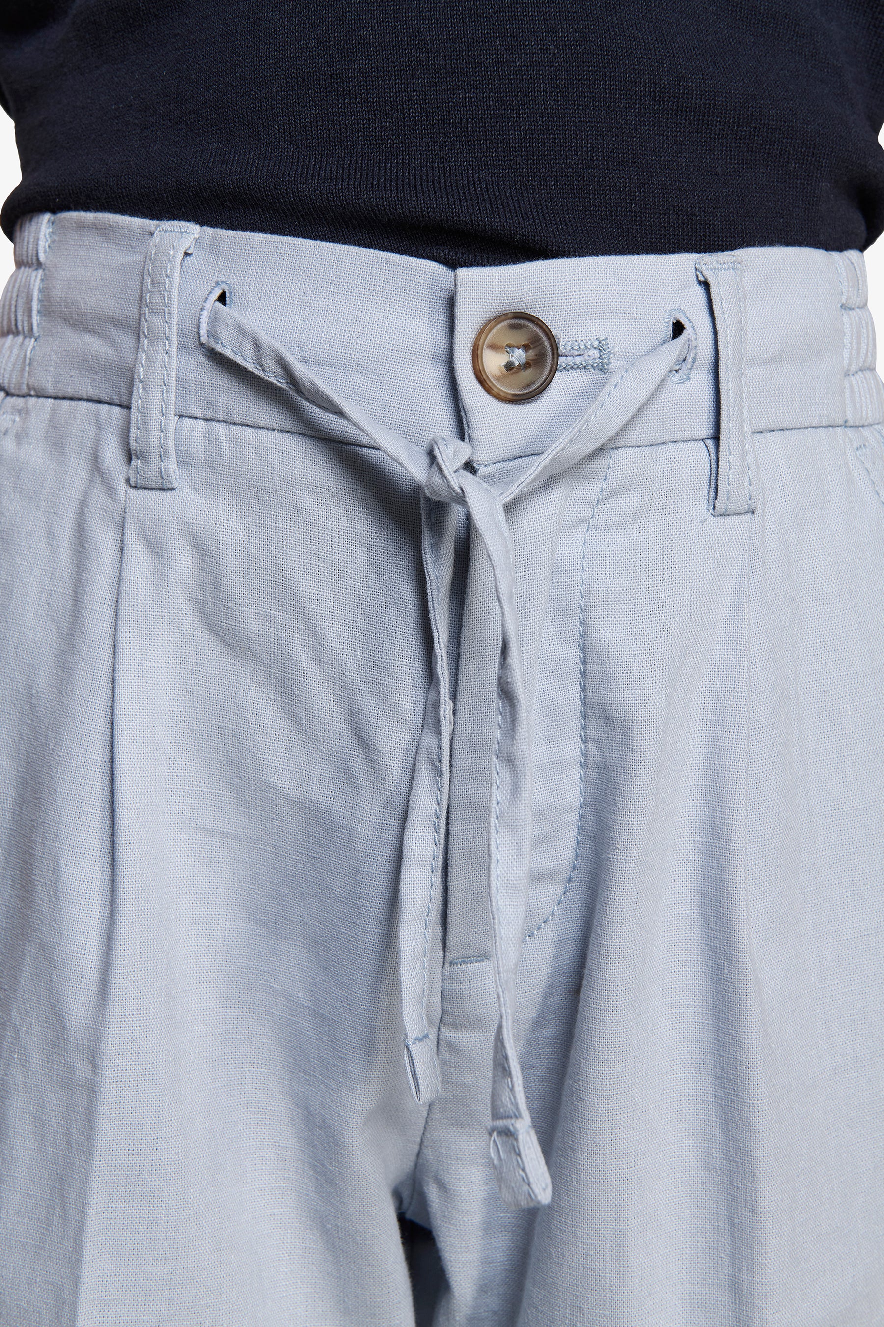 KIDS Light blue linen blend drawstring pants