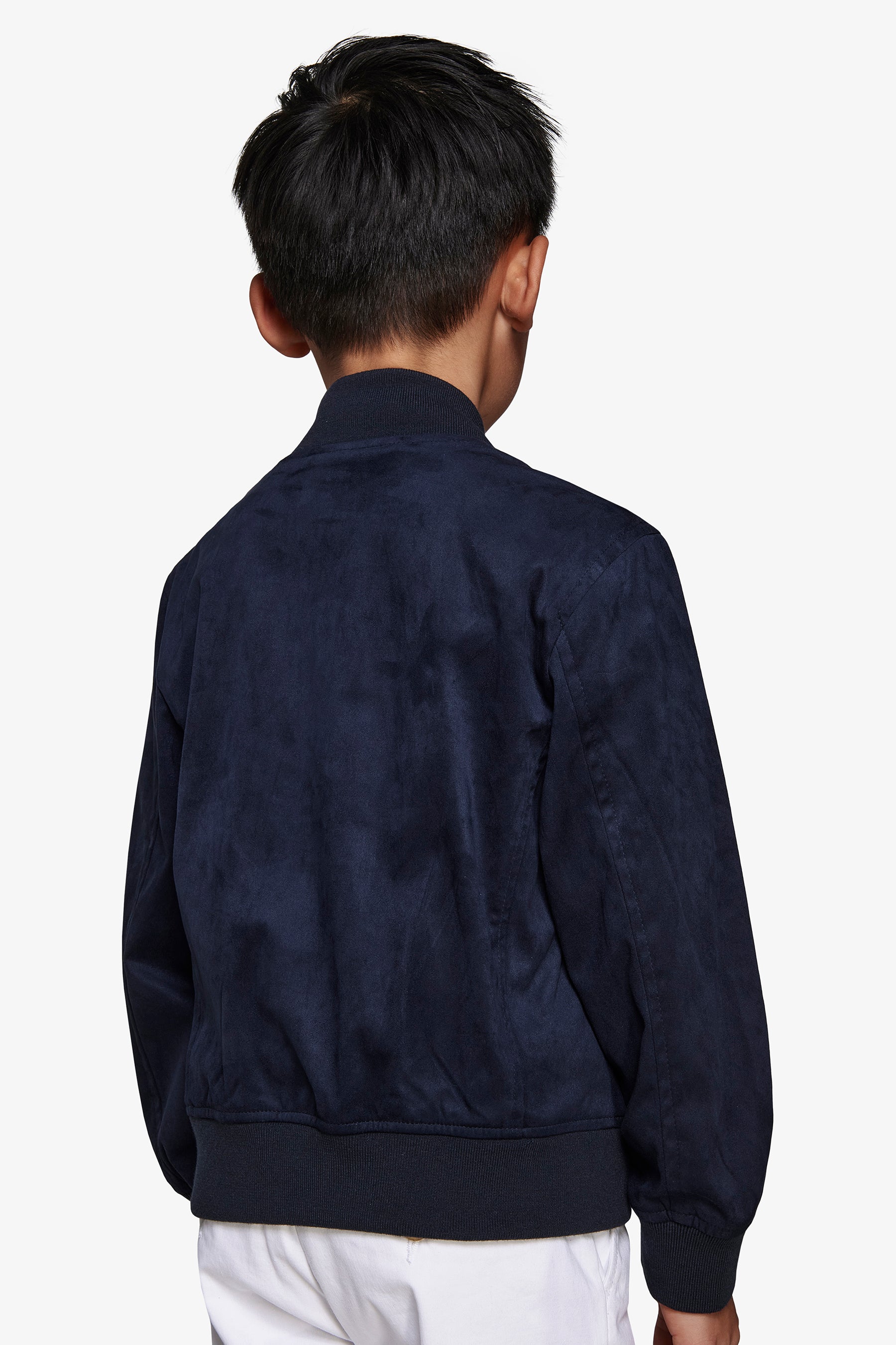 Bomber entièrement zippé bleu en simili daim Kids