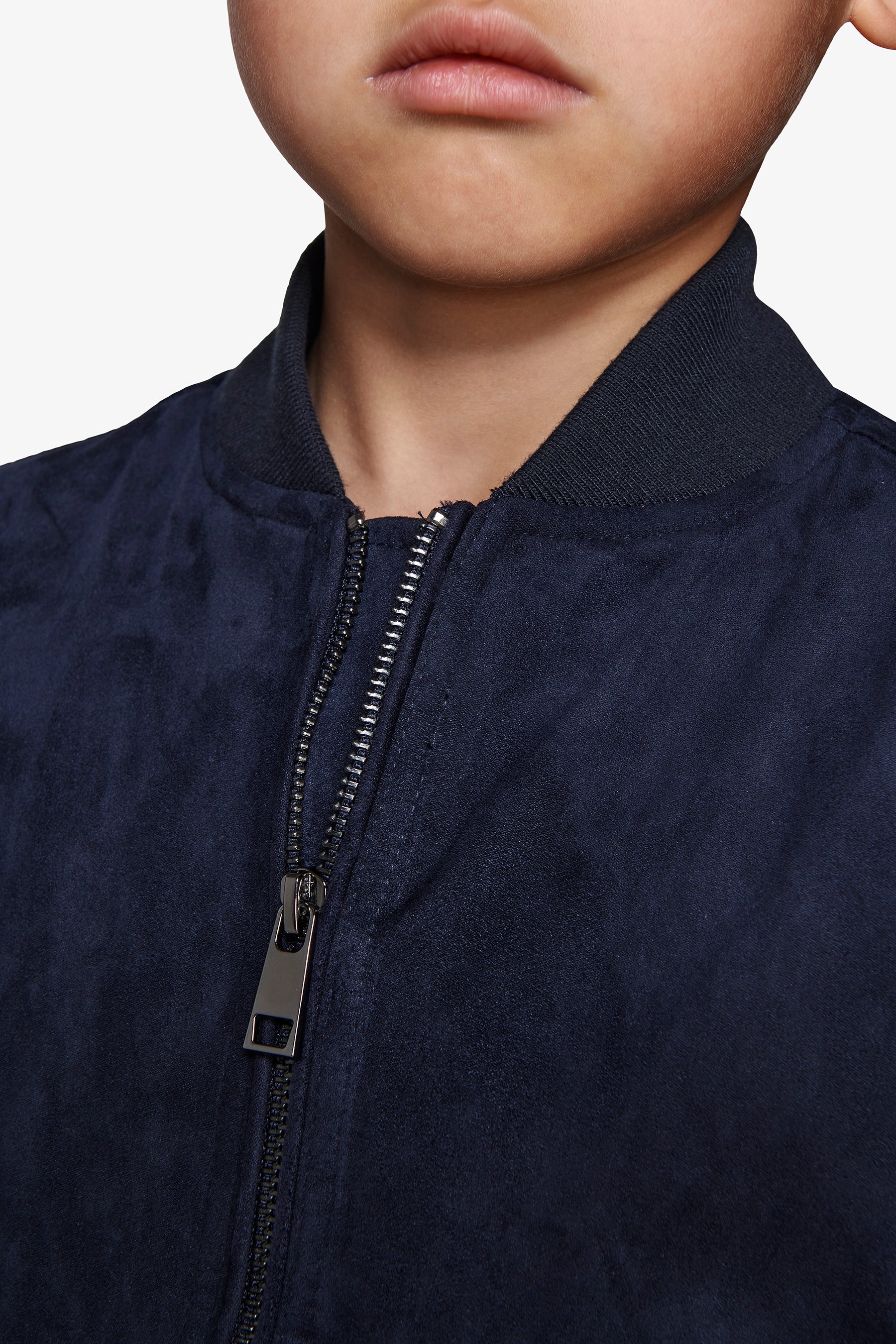 Bomber entièrement zippé bleu en simili daim Kids