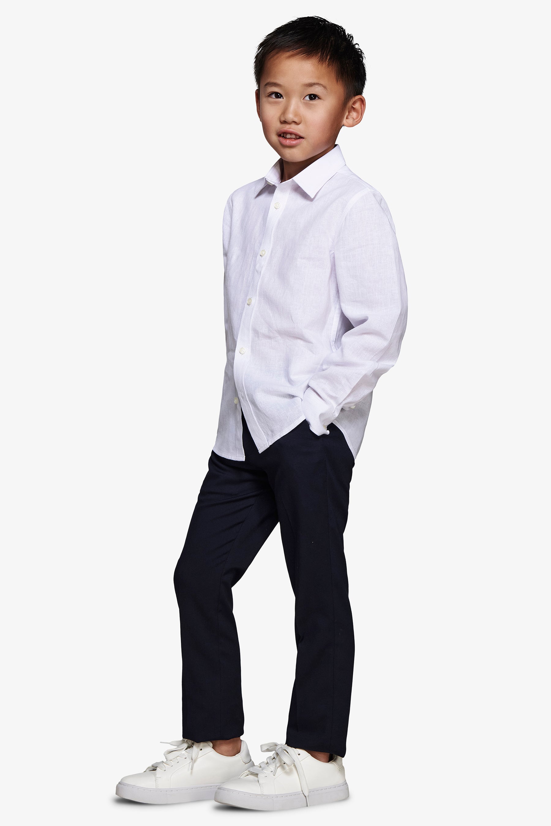 Camicia misto lino relaxed bianca Kids-Dan John