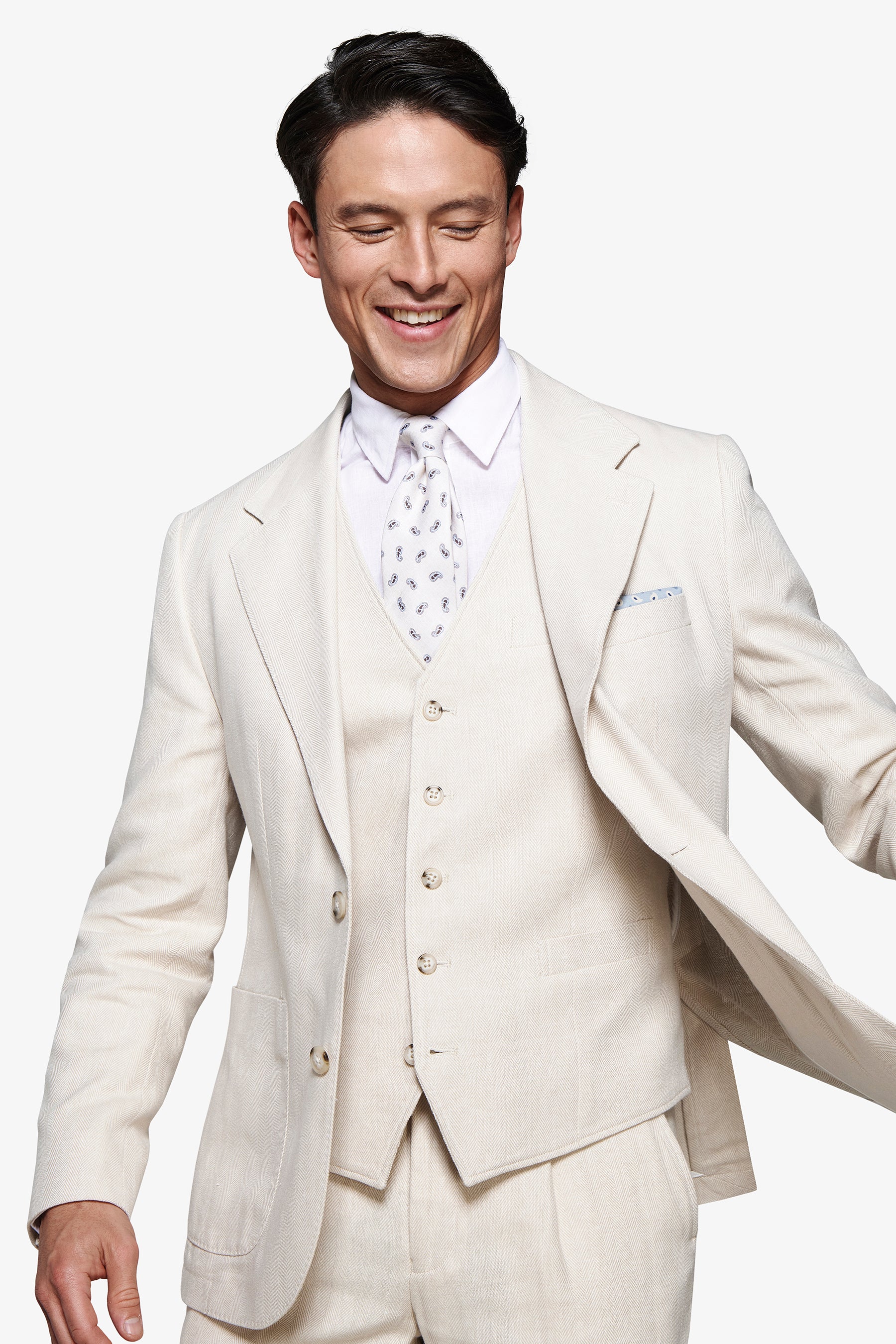 Giacca misto lino Herringbone sabbia