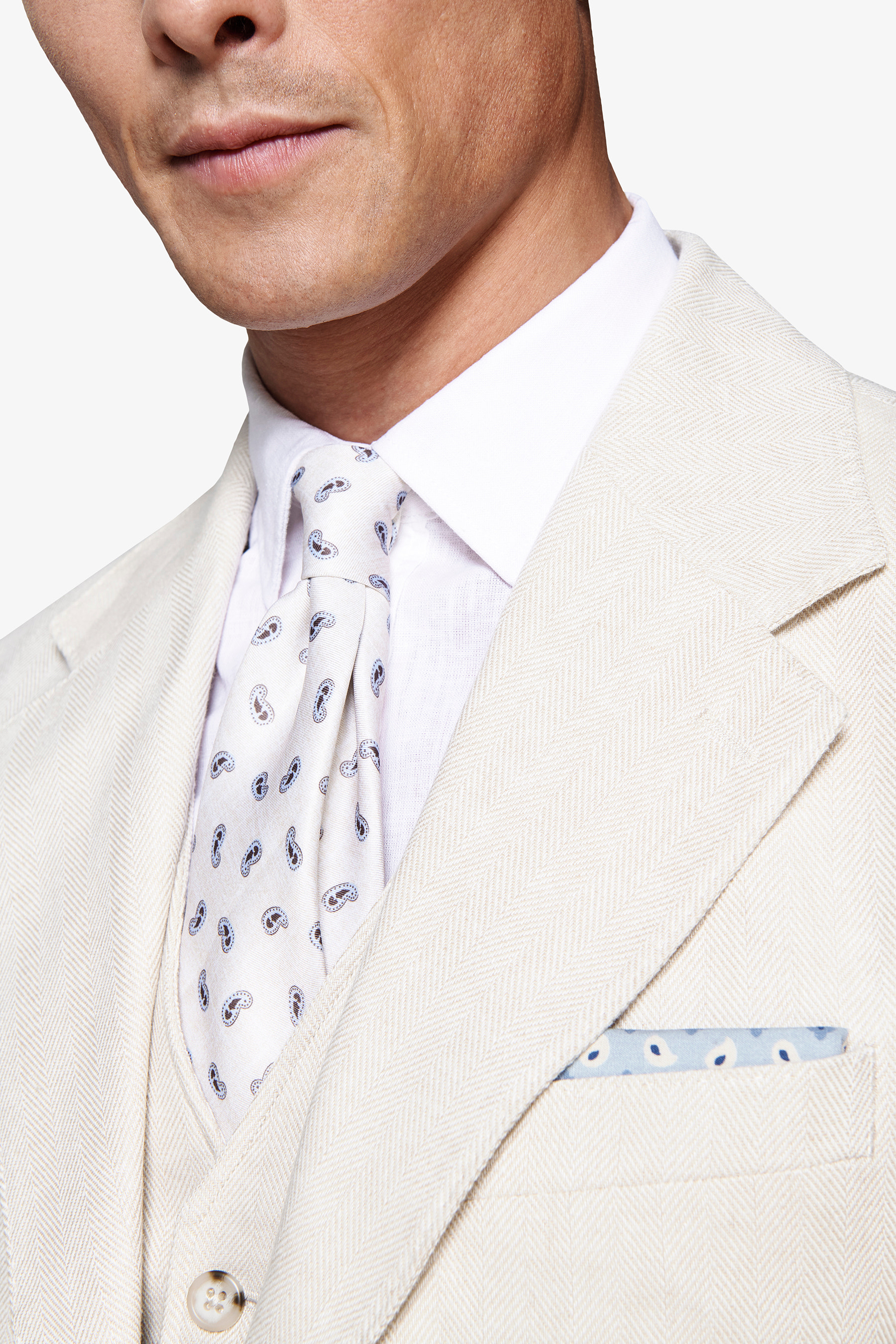 Sand linen blend Herringbone blazer