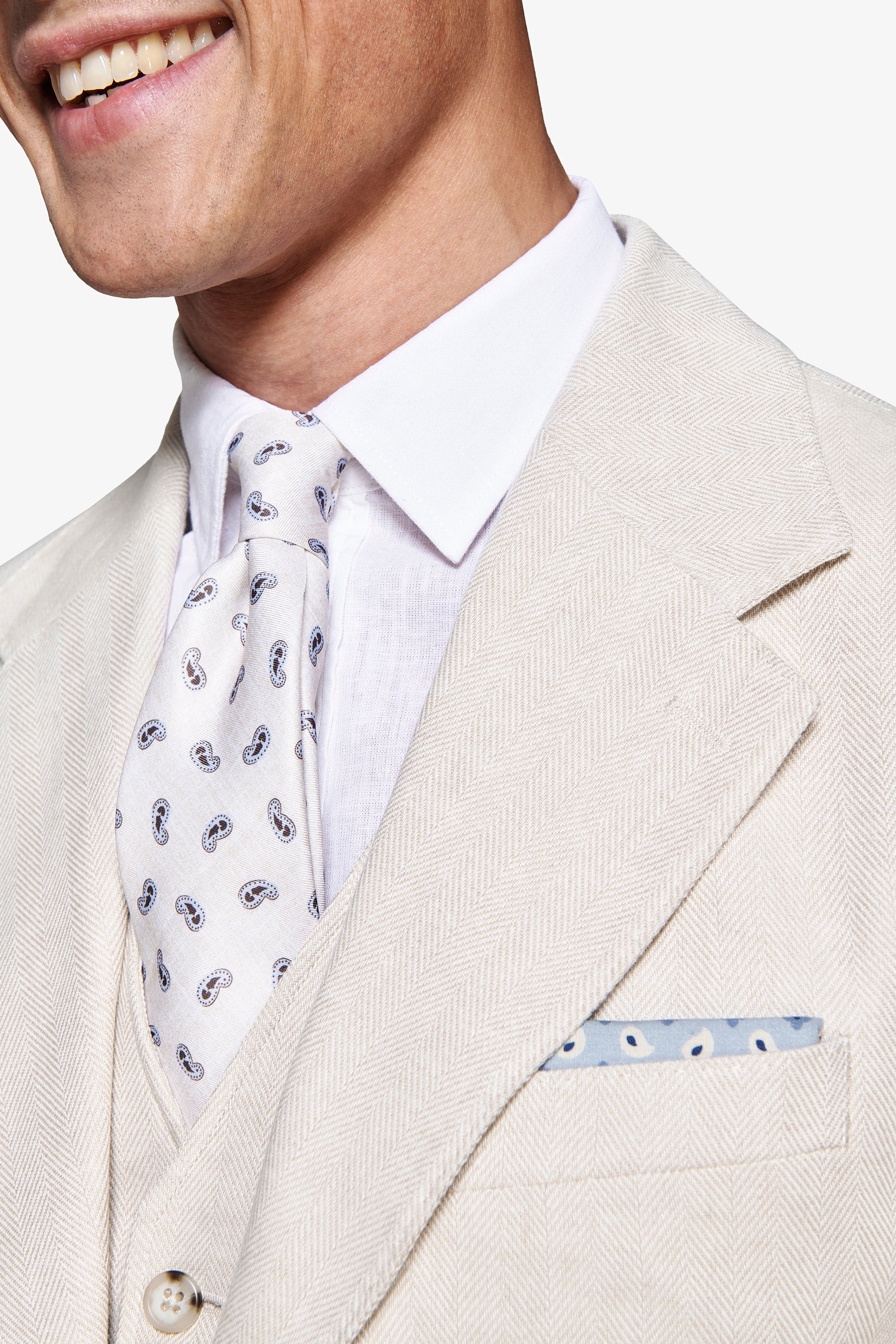 Giacca misto lino Herringbone sabbia