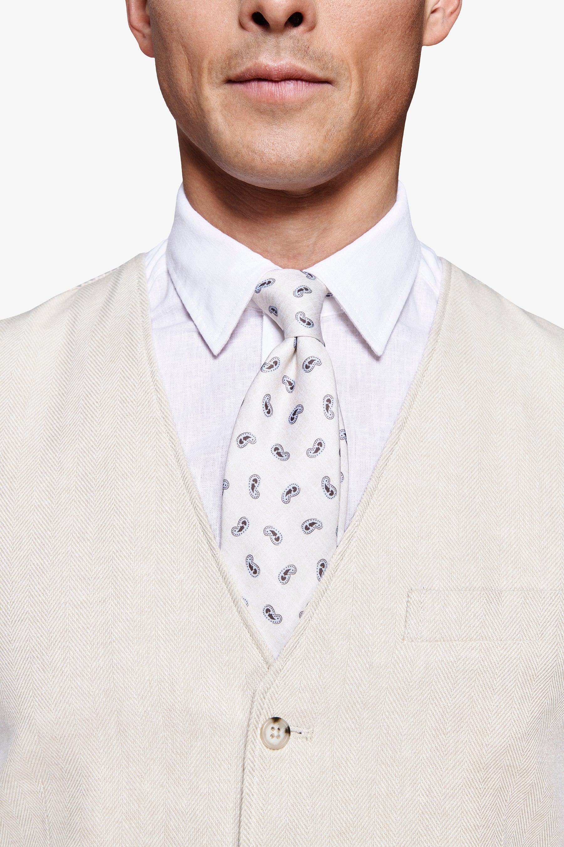 Gilet misto lino Herringbone sabbia