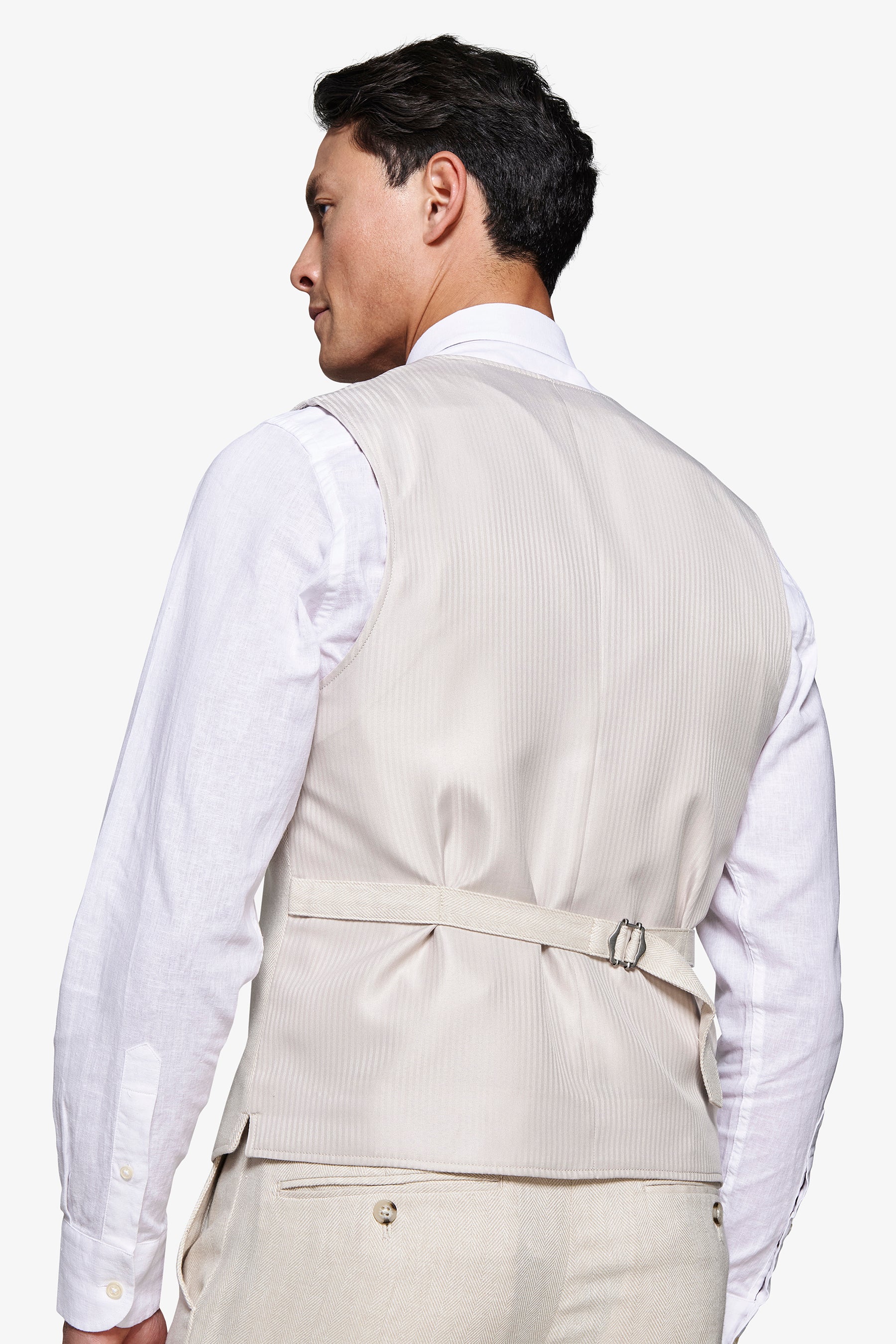 Gilet misto lino Herringbone sabbia