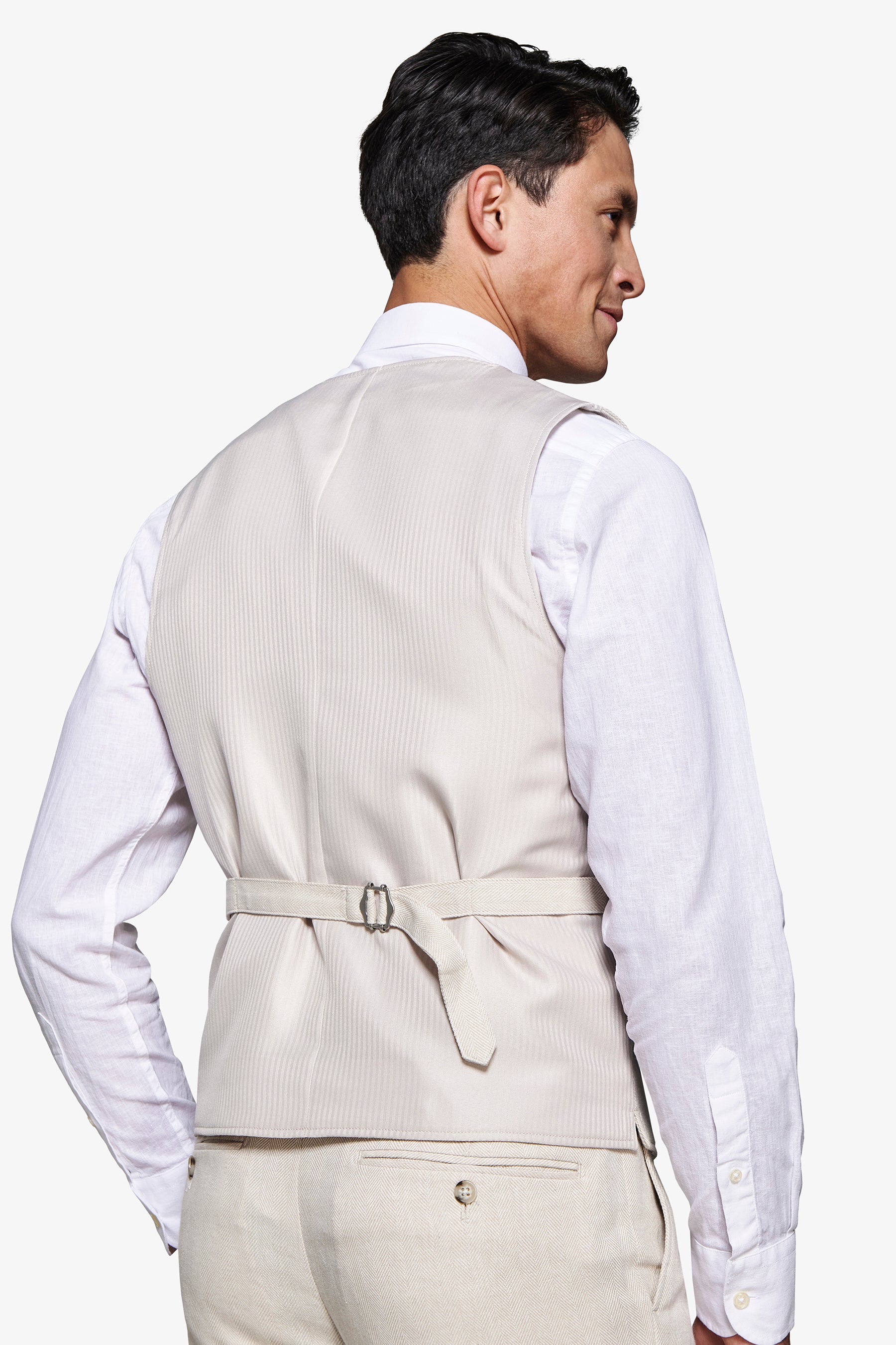 Gilet misto lino Herringbone sabbia