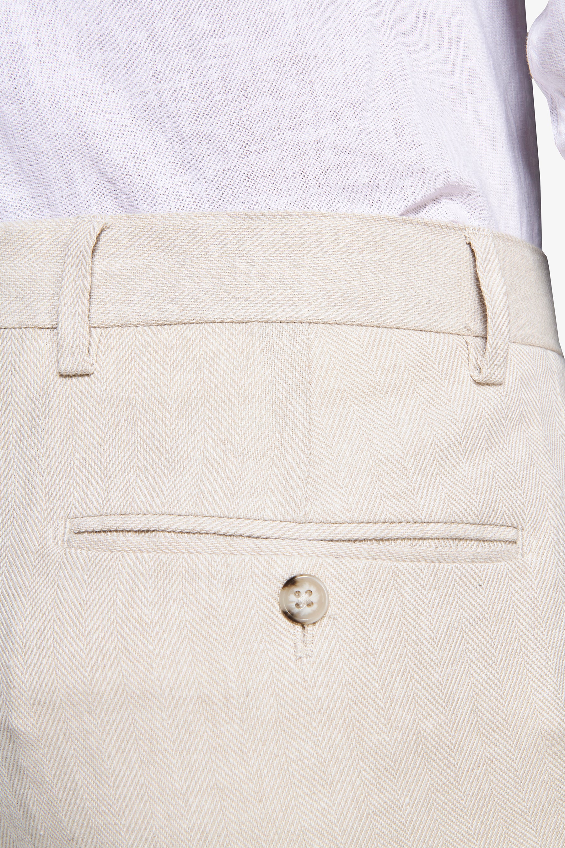 Pantaloni misto lino Herringbone sabbia
