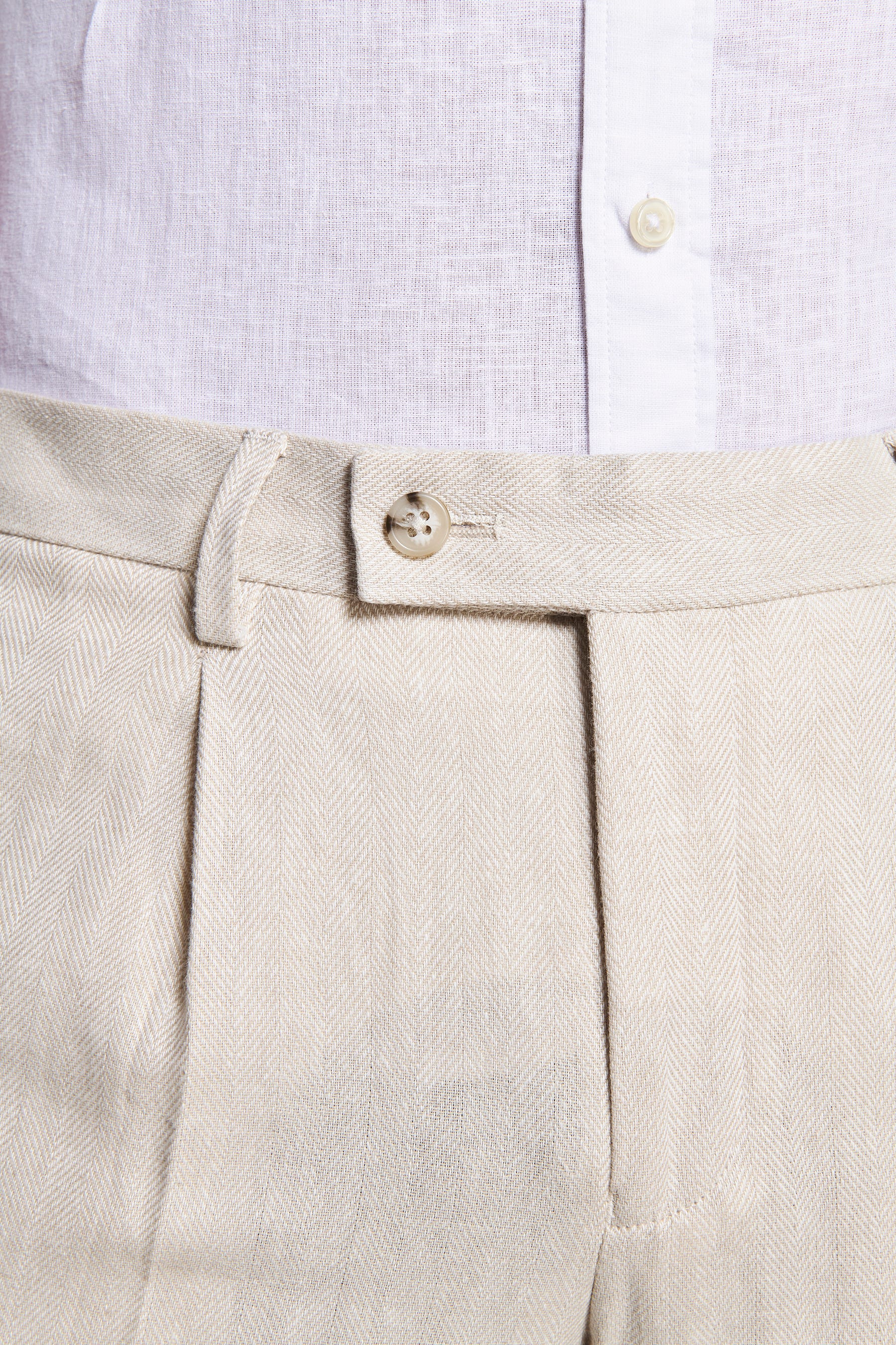Sand linen blend Herringbone trousers