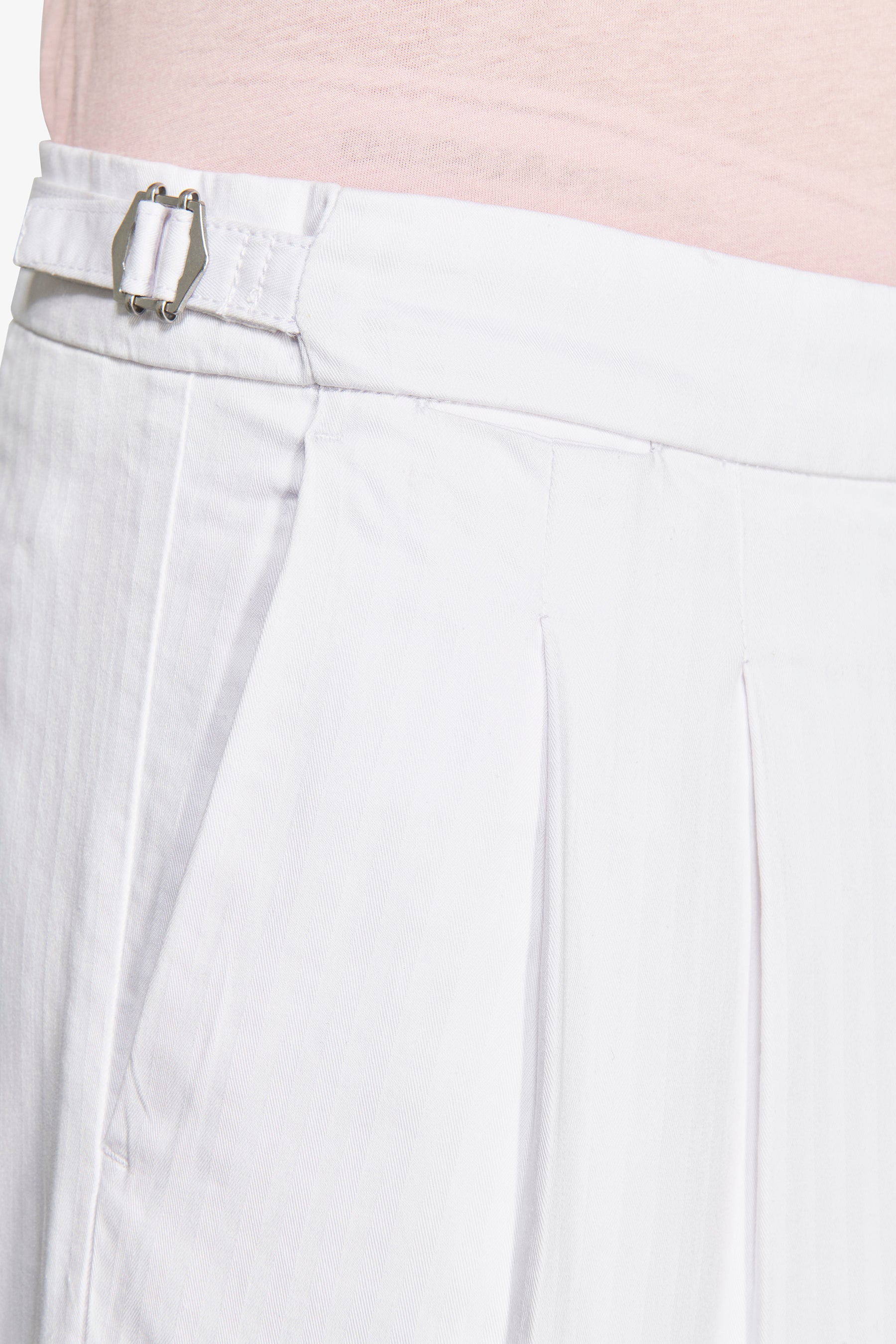 White Herringbone Bermuda shorts