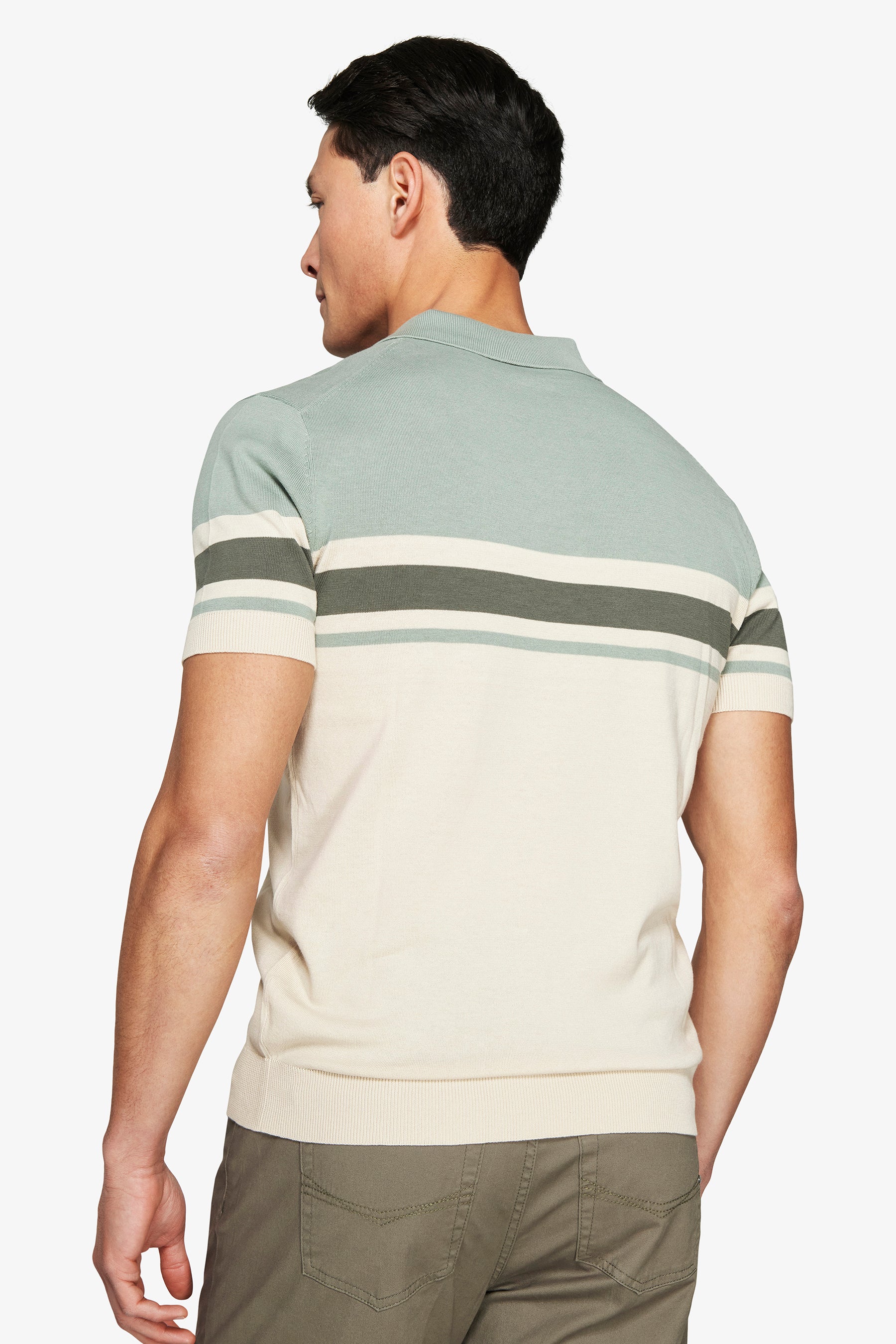 Polo in maglia a righe verde-Dan John