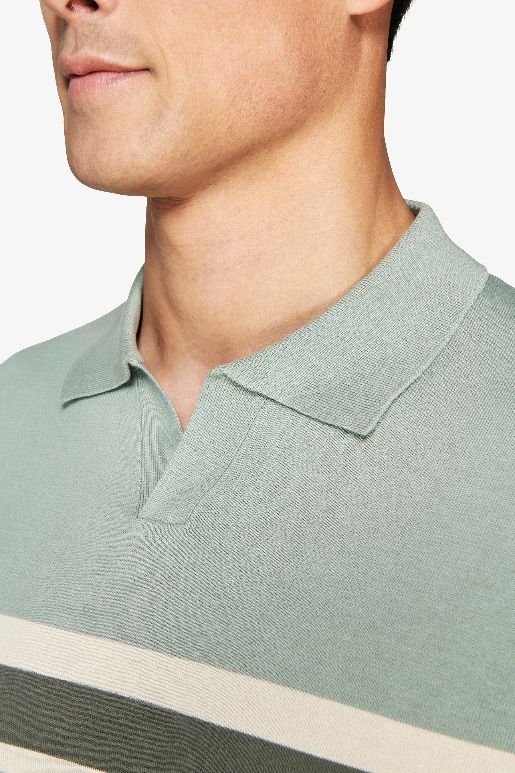 Poloshirt mit zweifarbigen Streifen in Grün