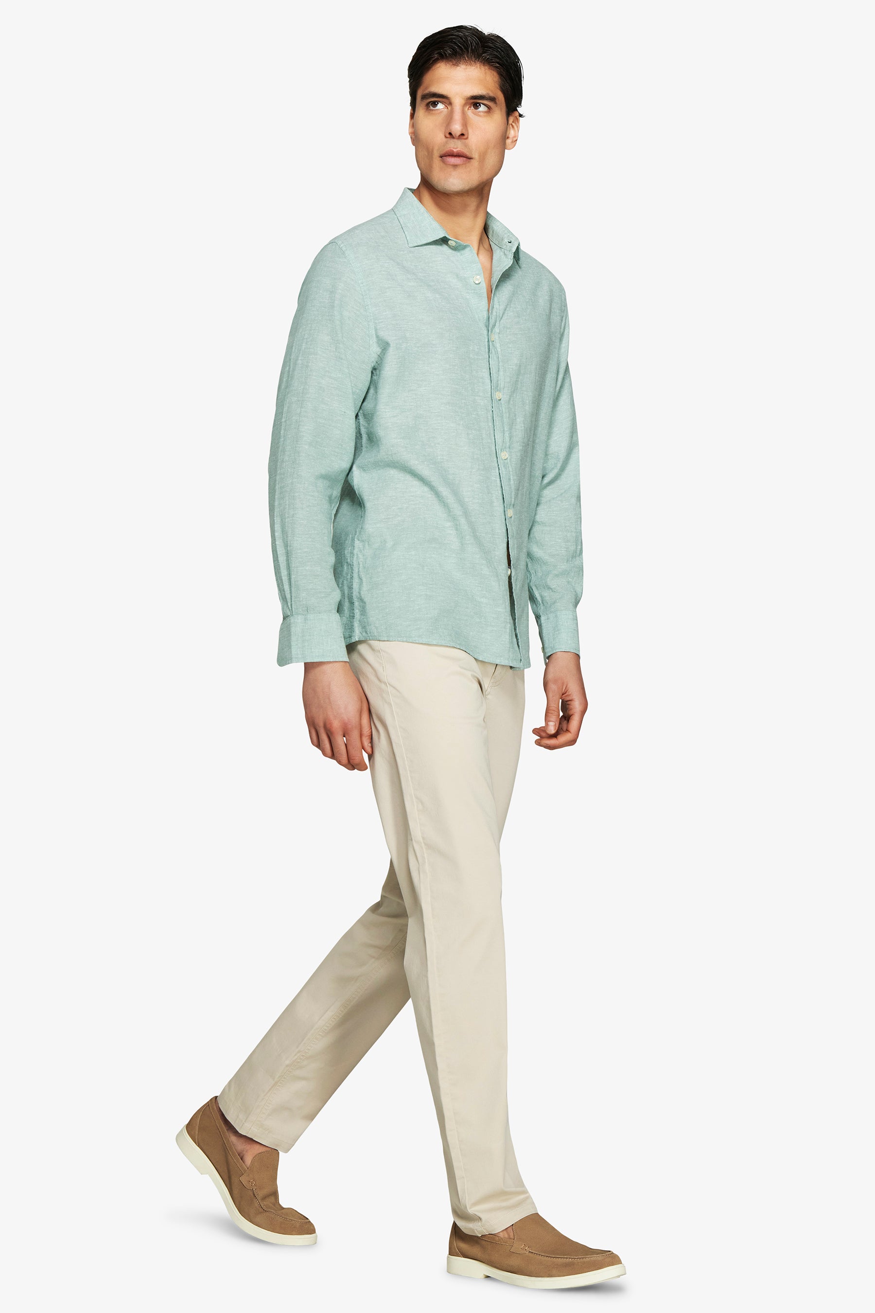 Chemise décontractée sauge en polylin