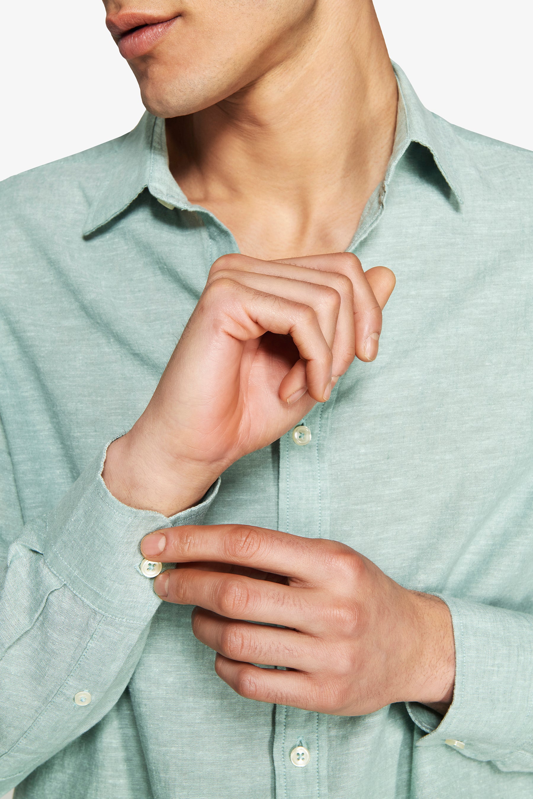 Chemise décontractée sauge en polylin