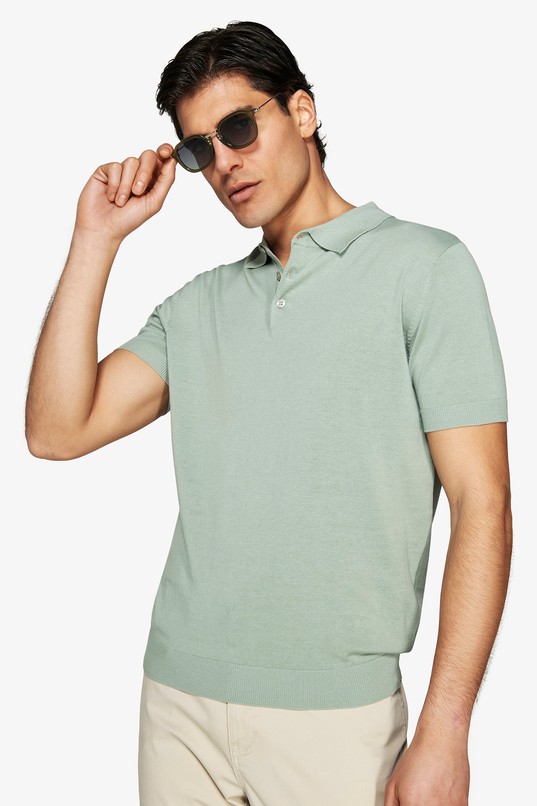 Light green knit polo