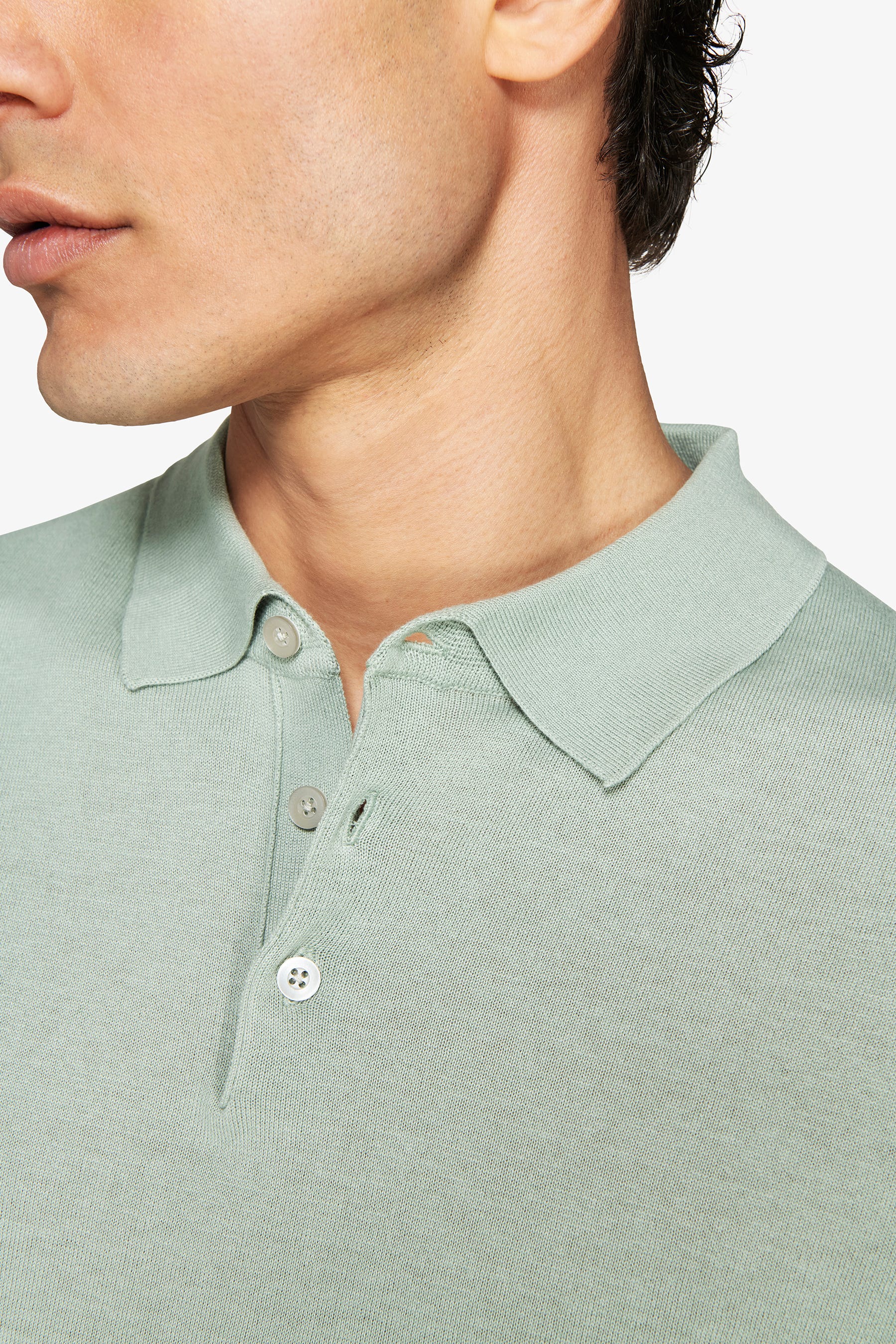 Polo in maglia basic in cotone light green-Dan John
