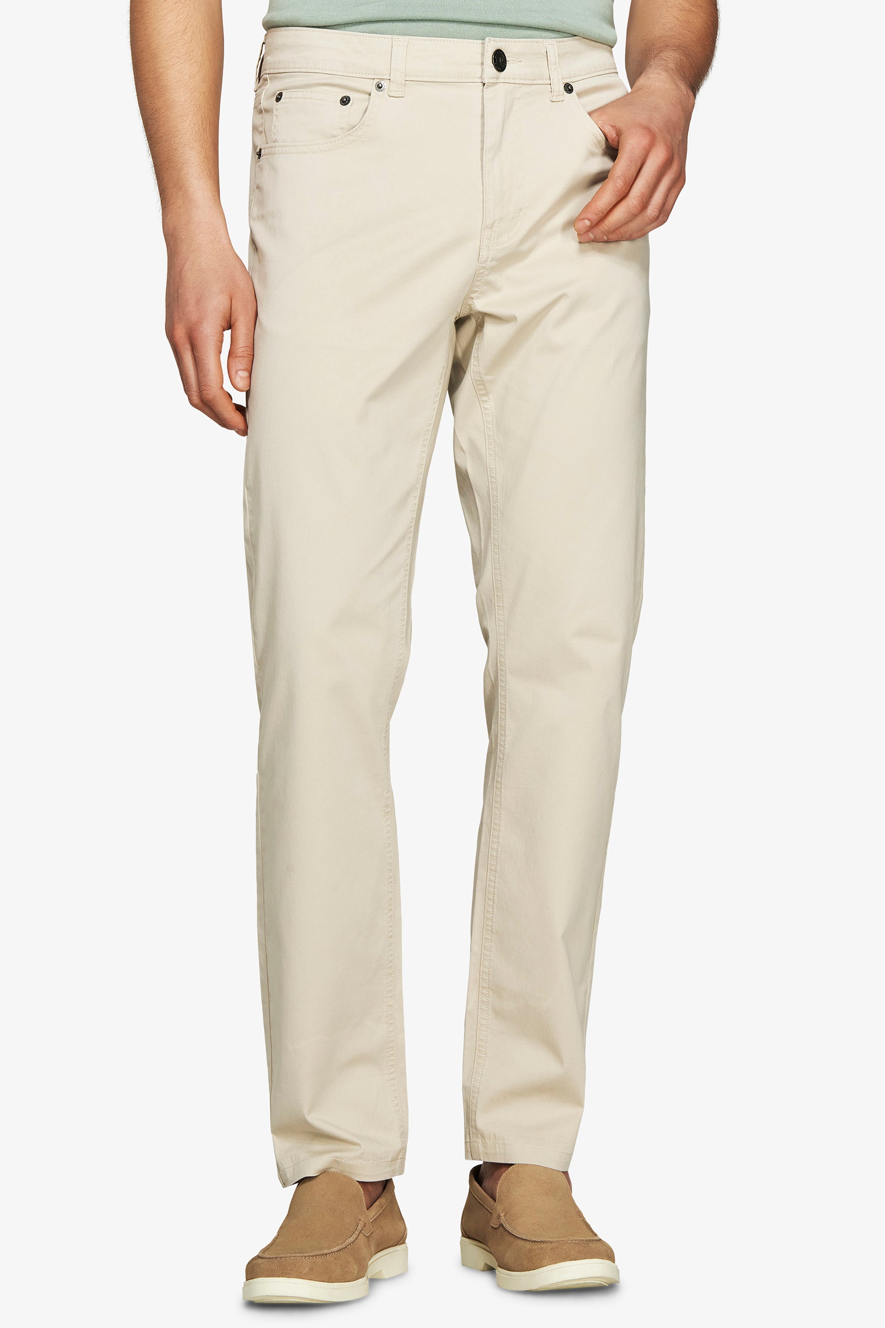 5-Pocket-Hose aus Gabardine in Sandfarbe