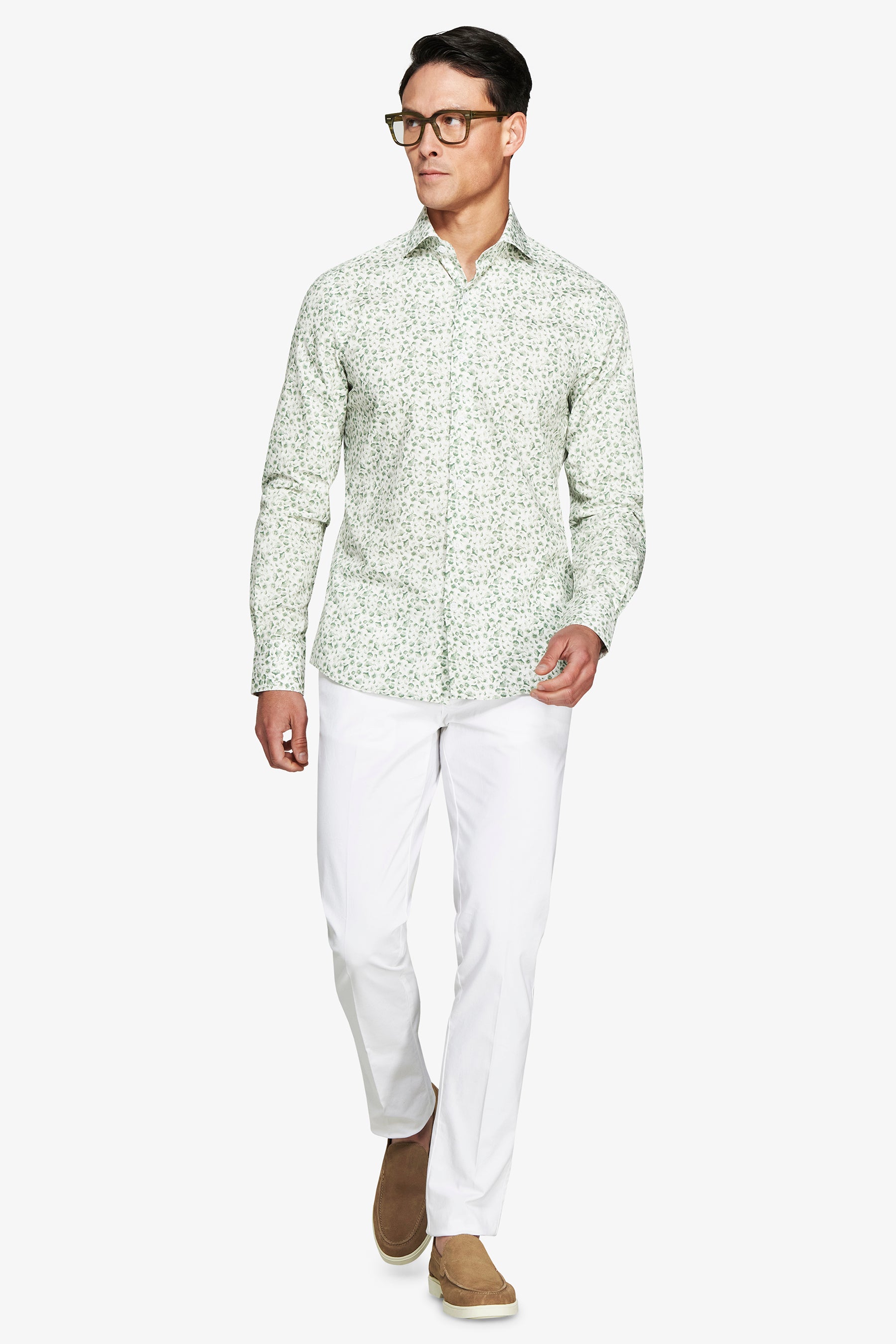 Sage floral pattern shirt