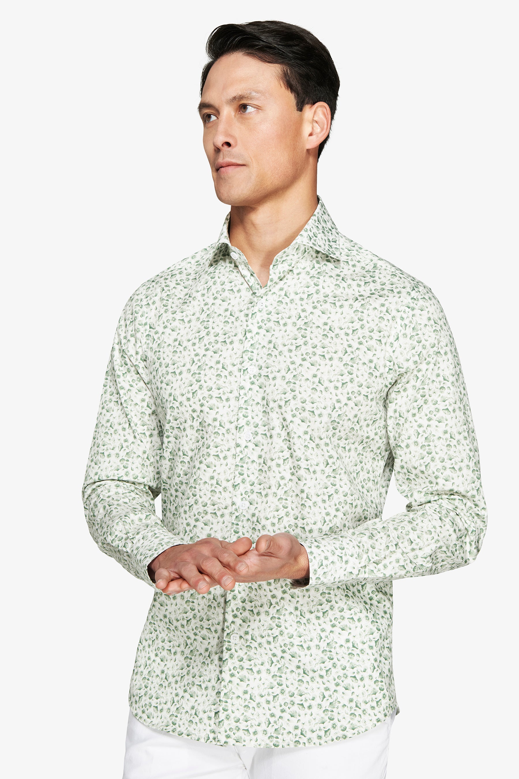 Sage floral pattern shirt