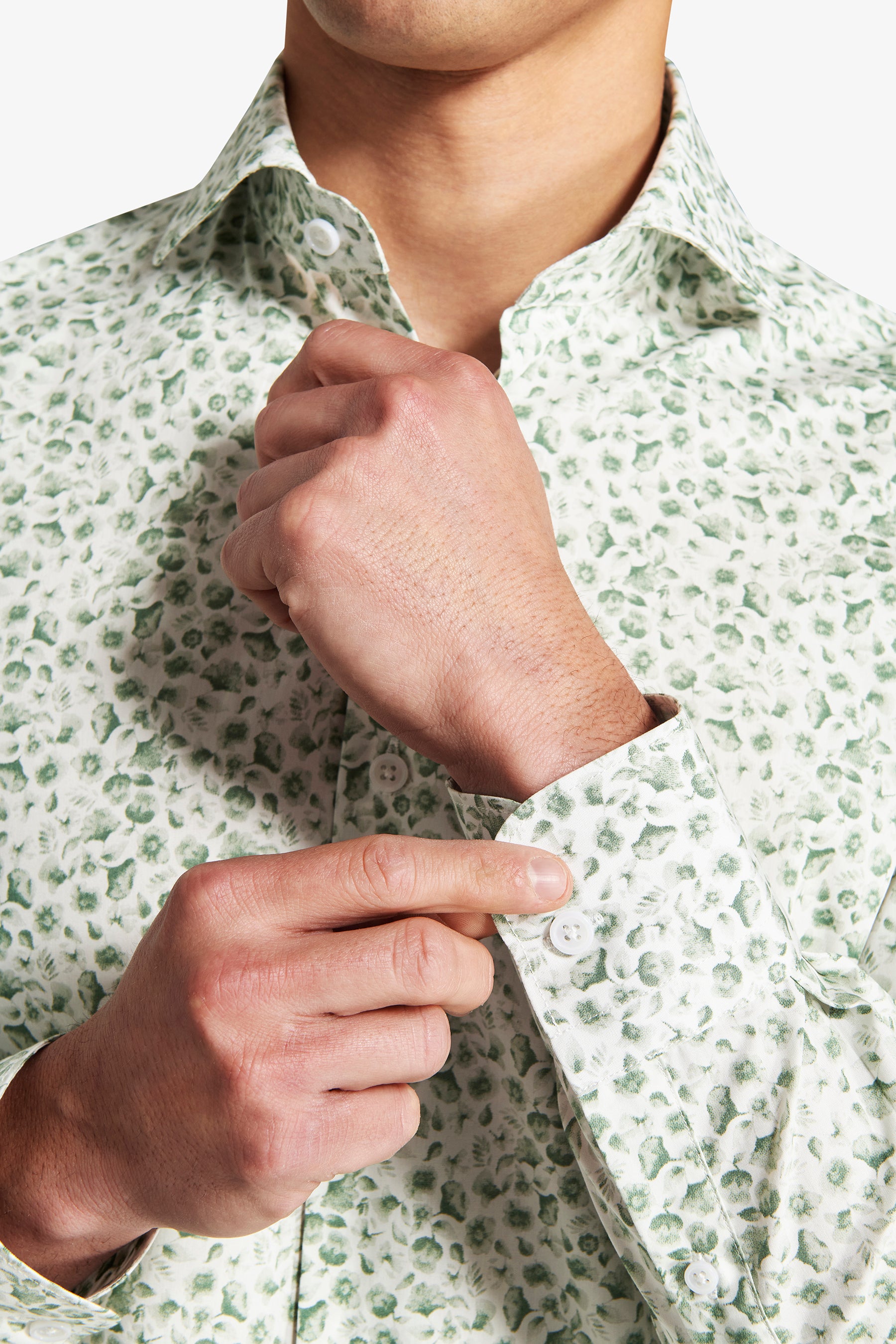 Sage floral pattern shirt