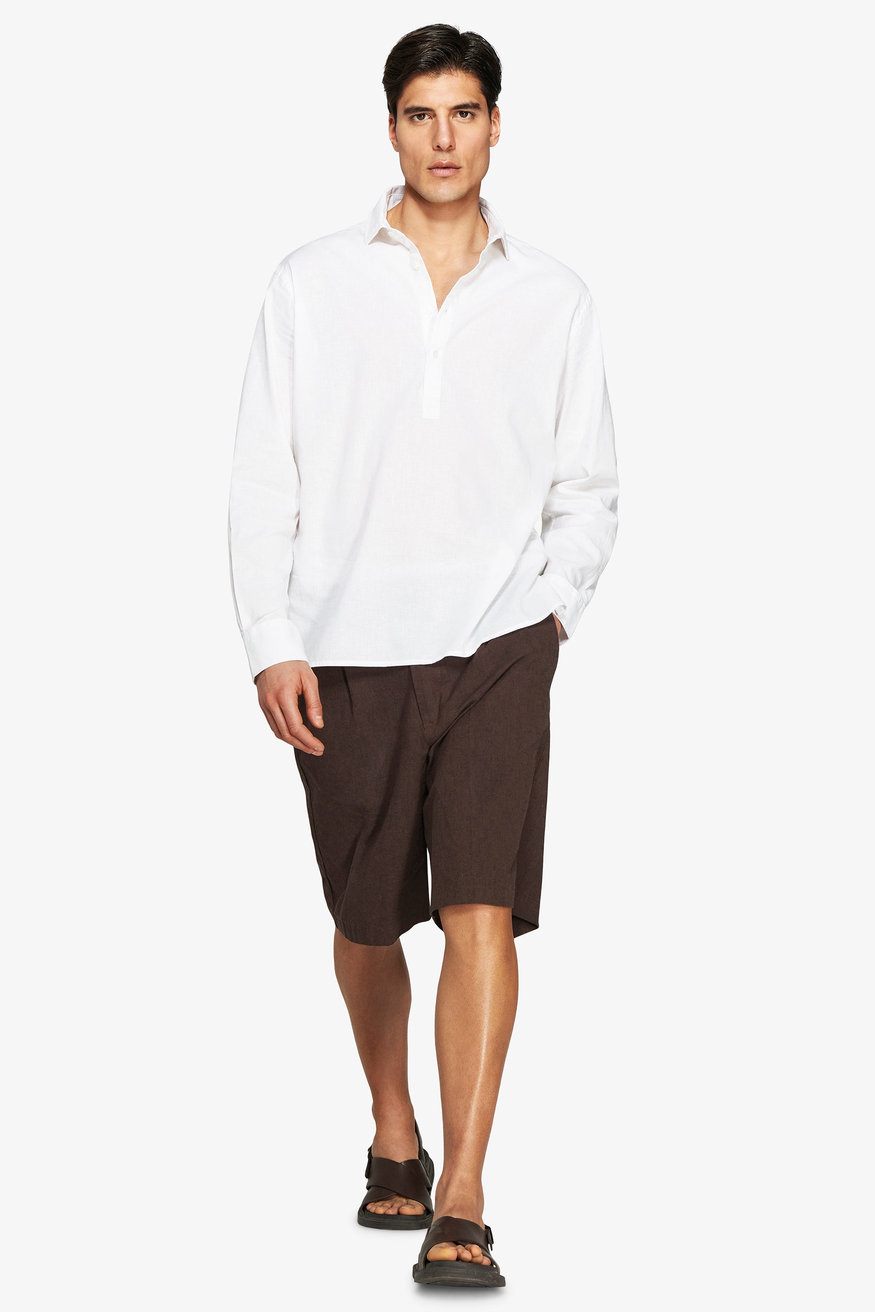 VOLUME White linen blend chester shirt
