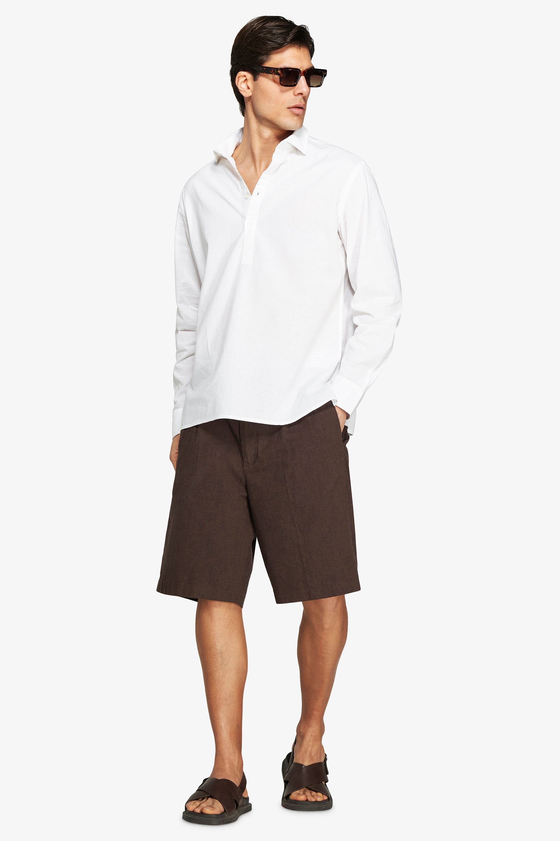 VOLUME White linen blend chester shirt