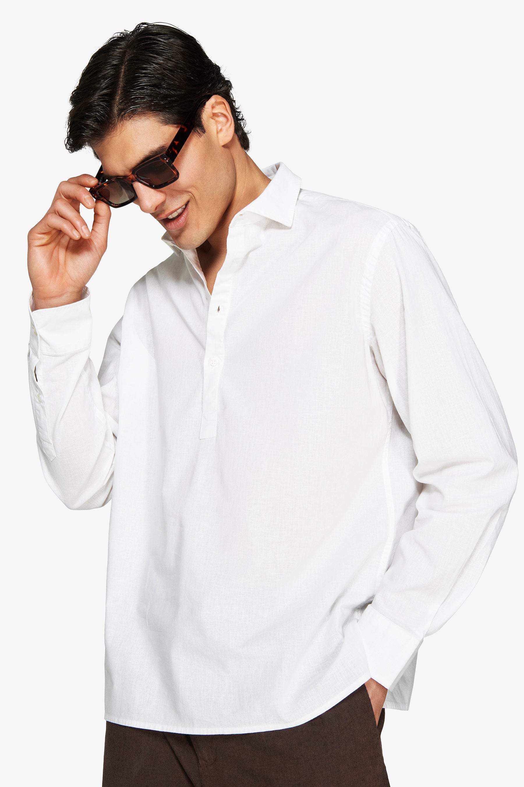 VOLUME White linen blend chester shirt