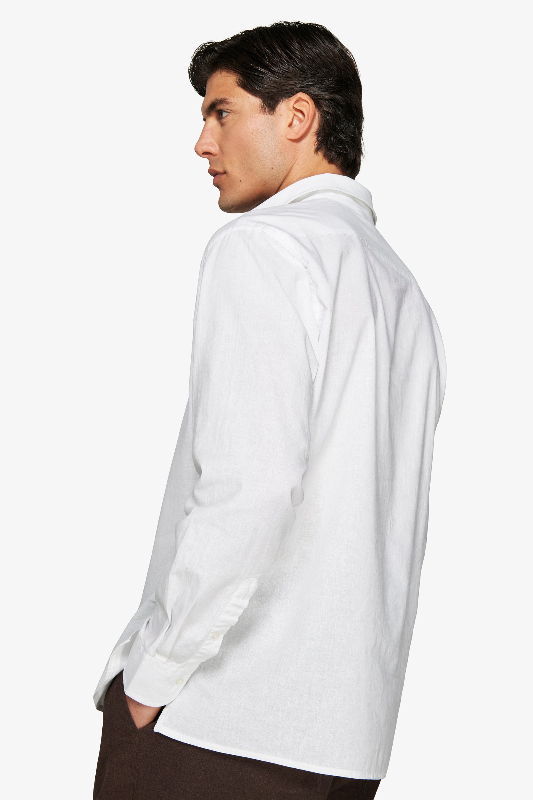 VOLUME White linen blend chester shirt