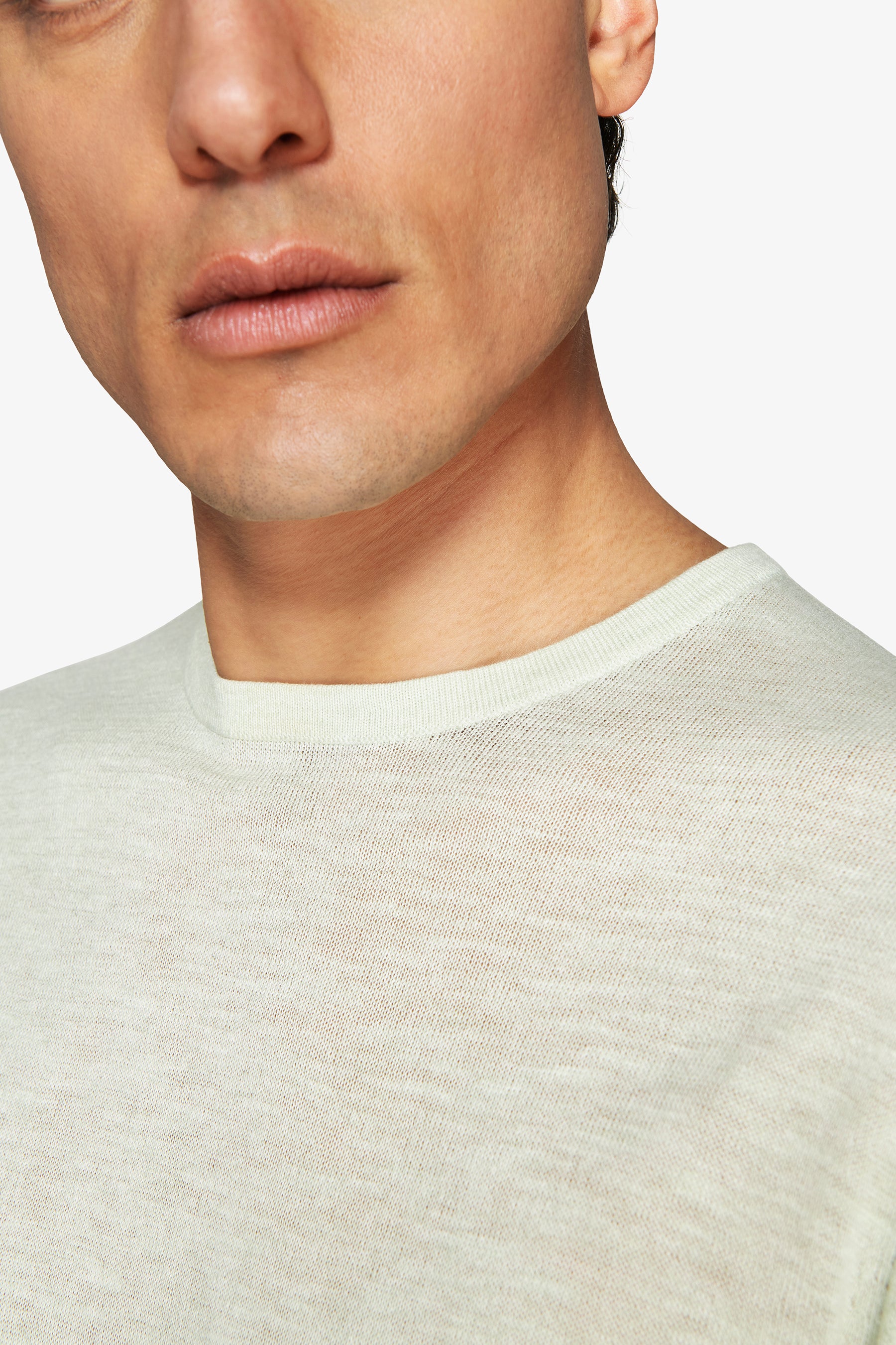 Maglia misto lino girocollo salvia