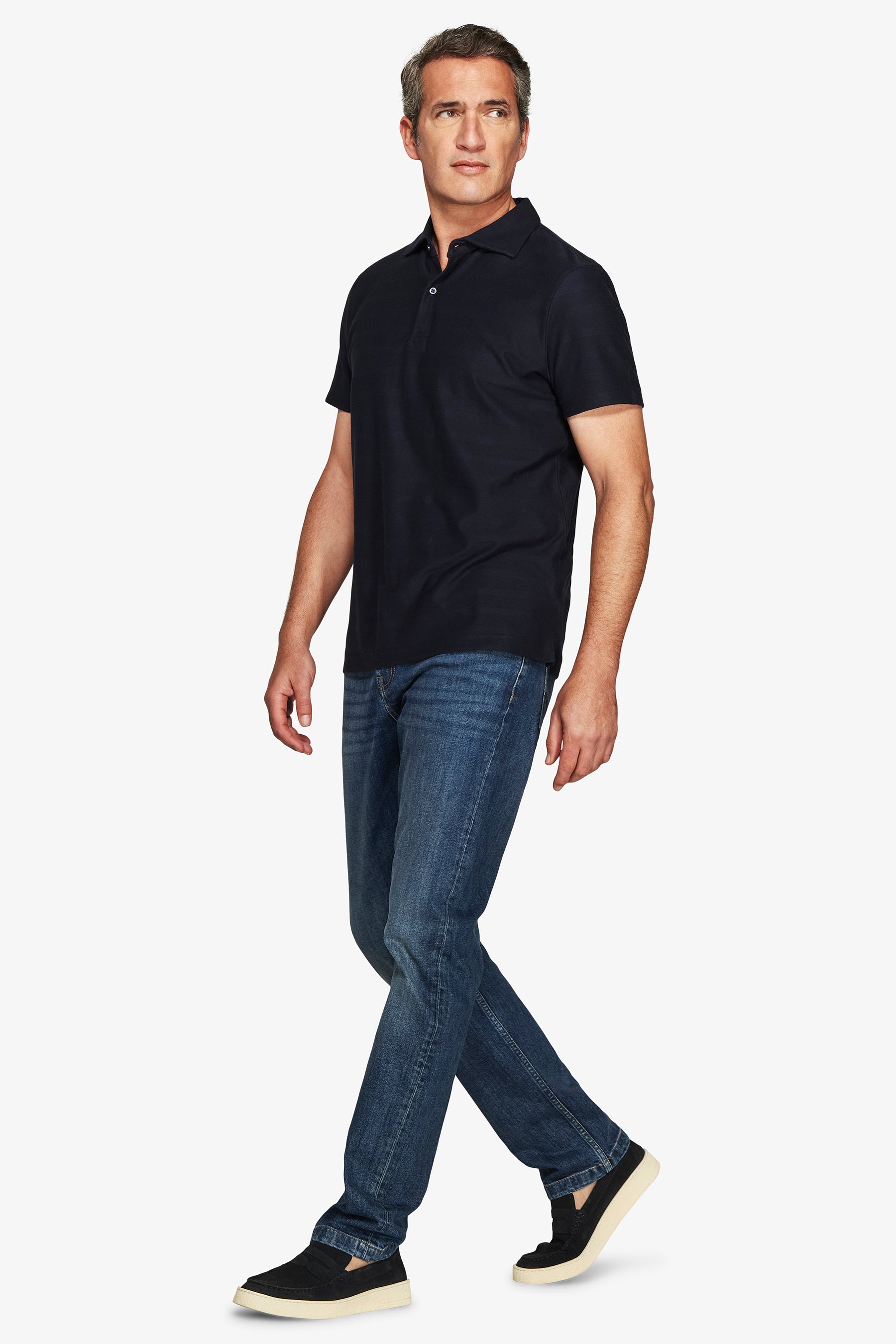 Polo de jersey texturizado azul