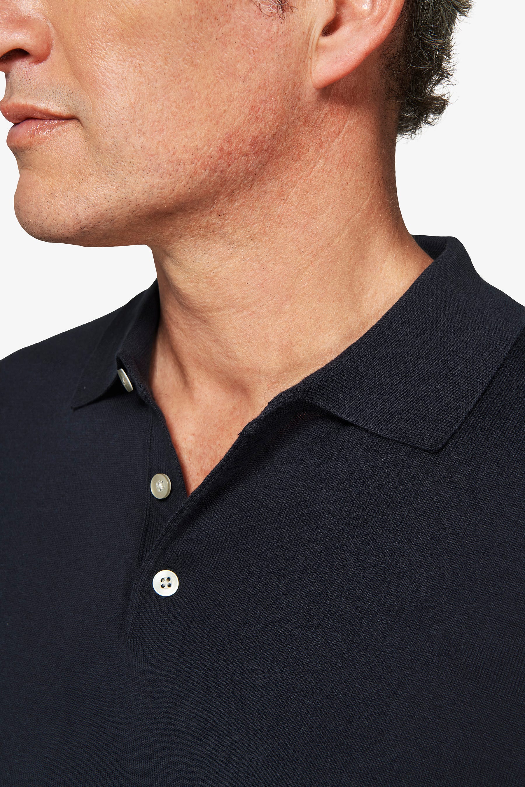 Polo in maglia basic in cotone blu-Dan John