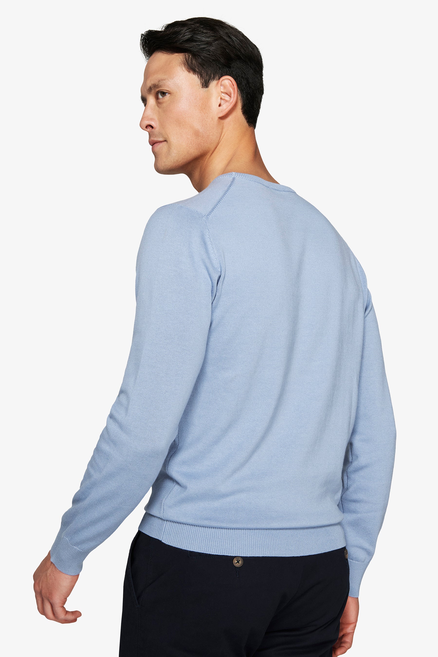 Jersey de cuello redondo básico azul claro