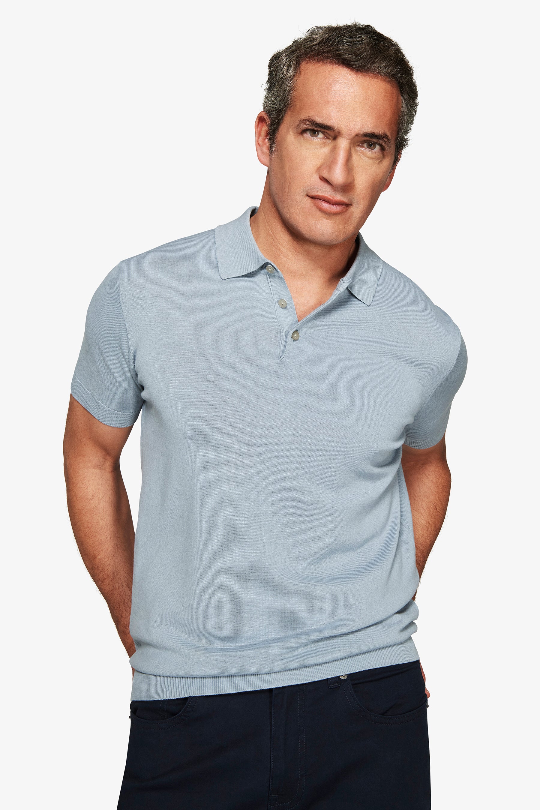 Light blue knit polo