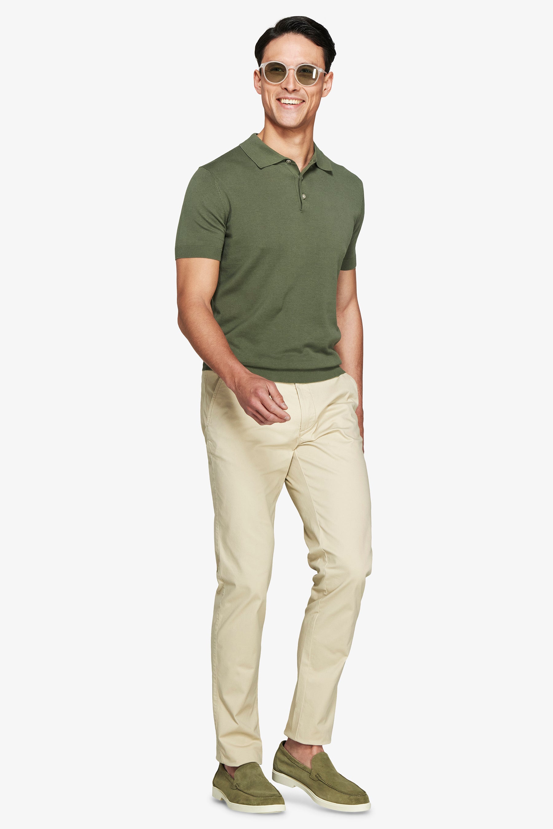 Polo in maglia basic in cotone verde-Dan John
