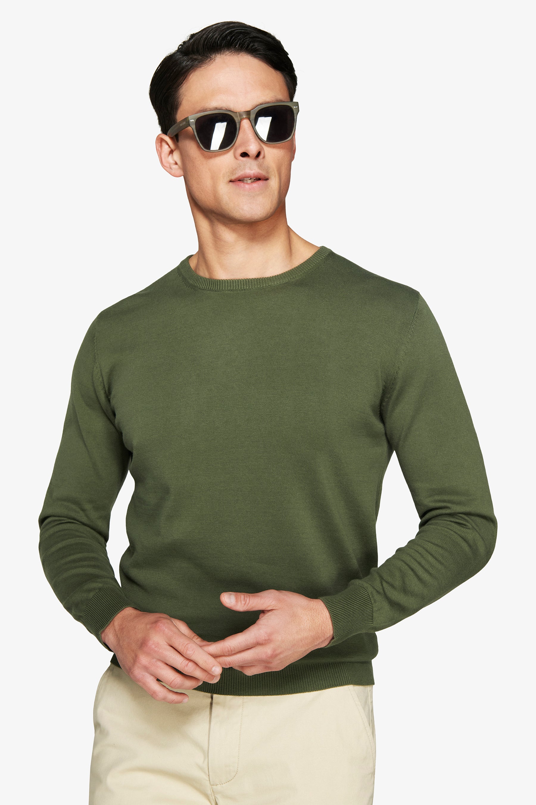Jersey de cuello redondo básico verde