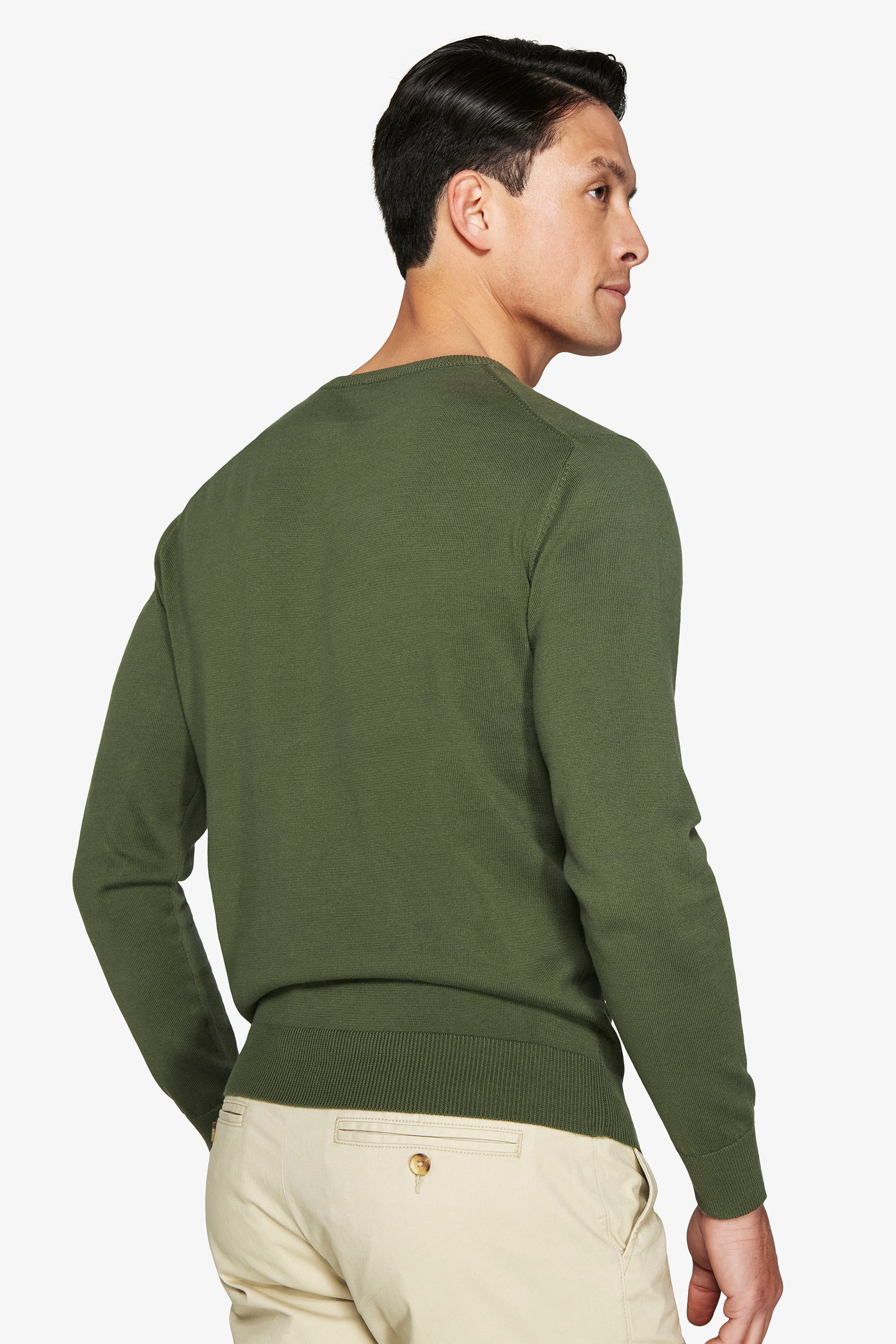 Jersey de cuello redondo básico verde