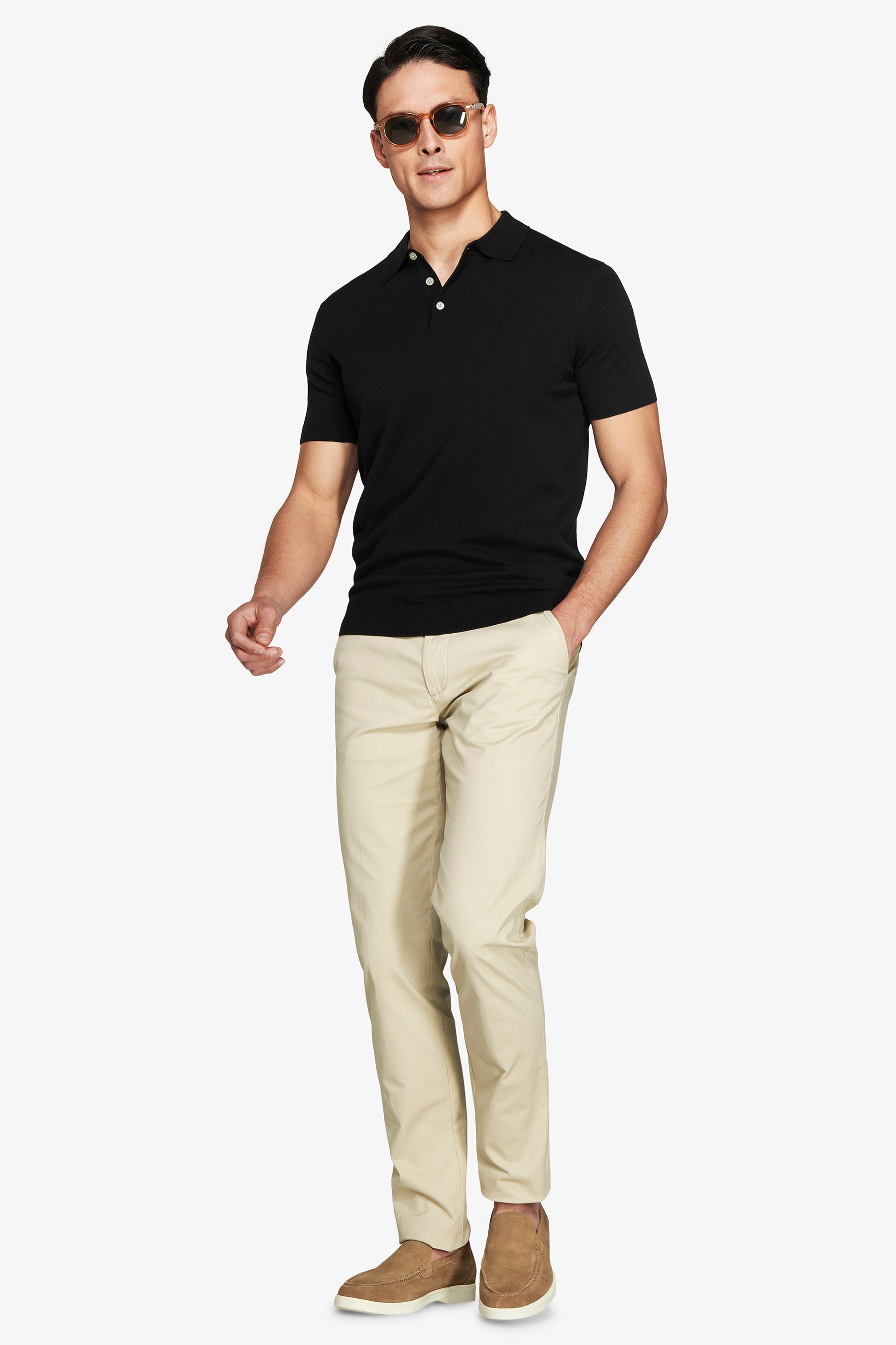 Polo in maglia basic in cotone nera-Dan John