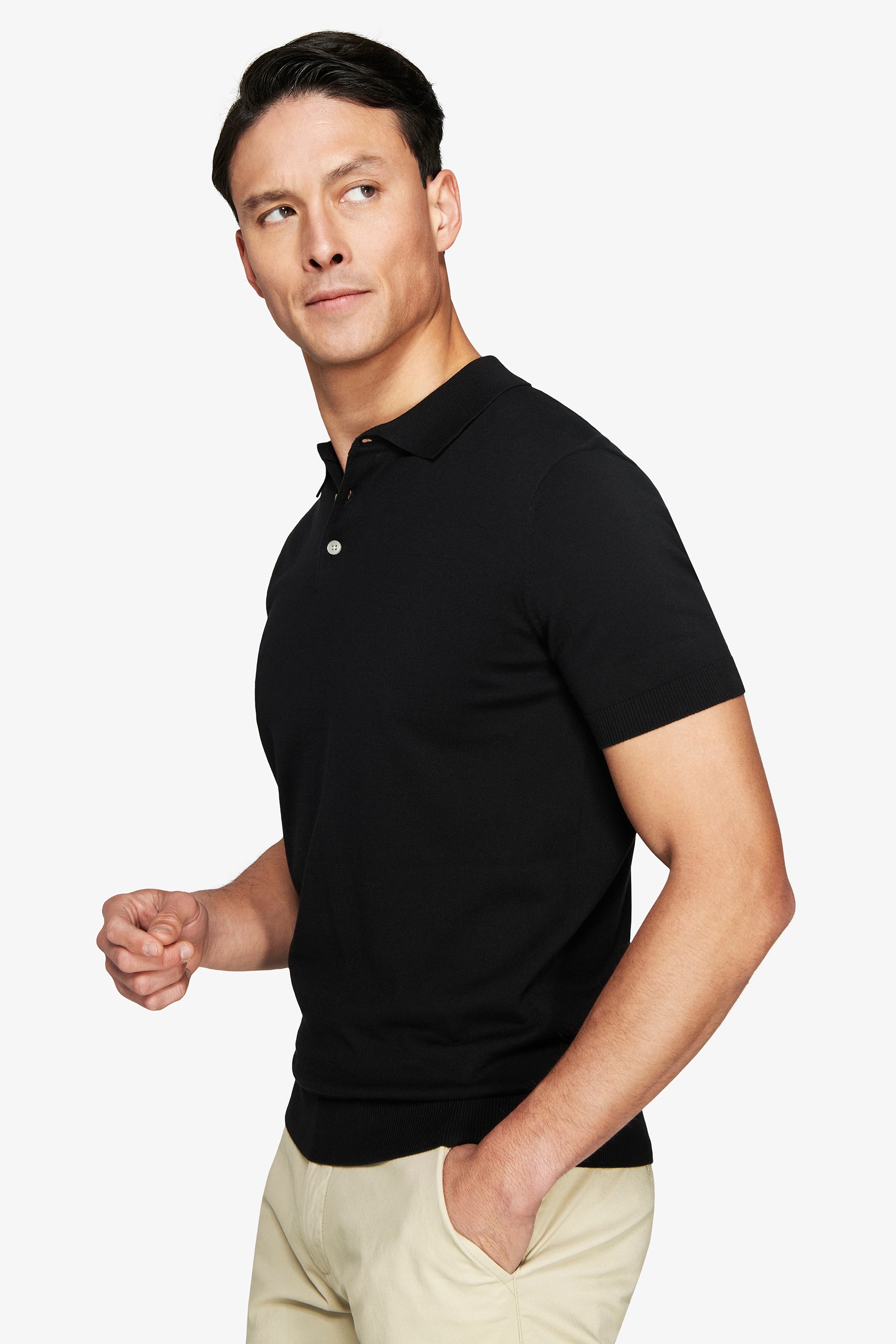 Polo in maglia basic in cotone nera-Dan John