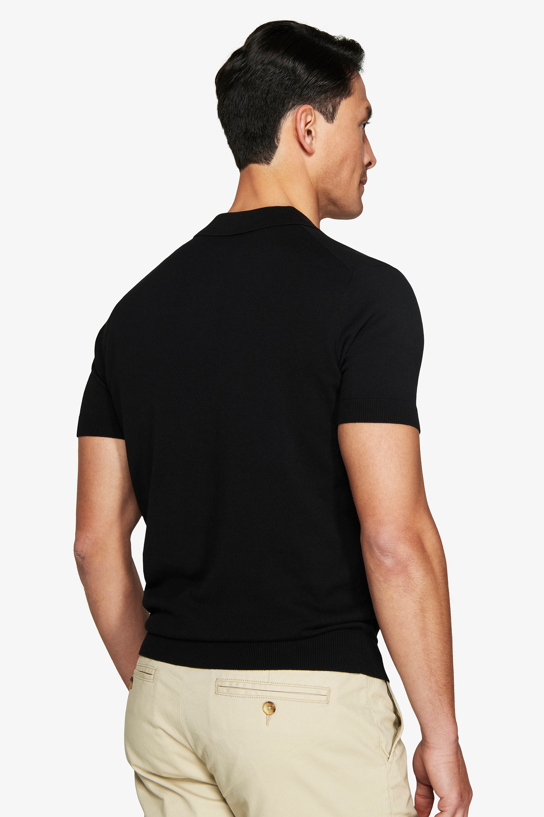 Polo in maglia basic in cotone nera-Dan John