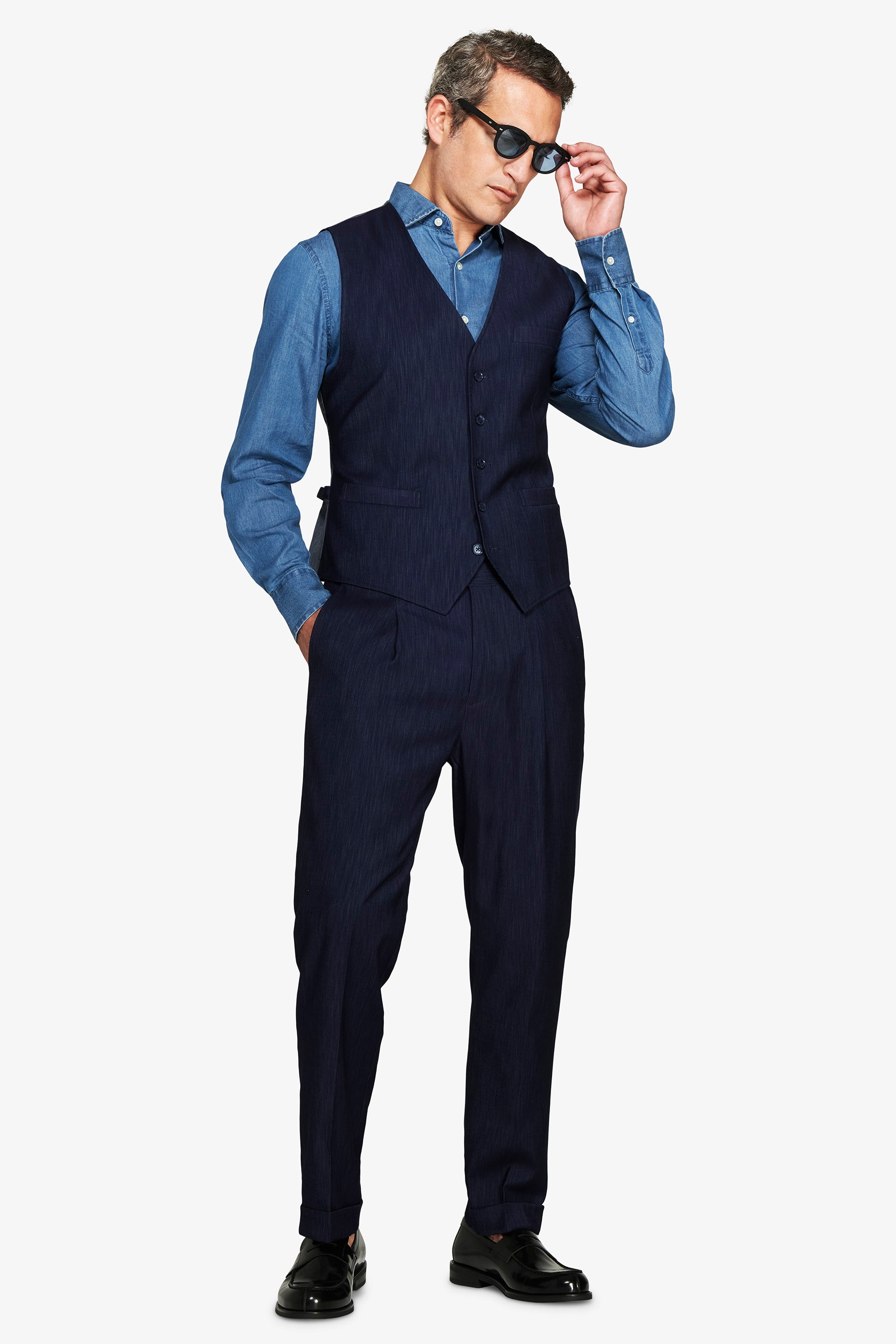 Chaleco efecto denim azul oscuro