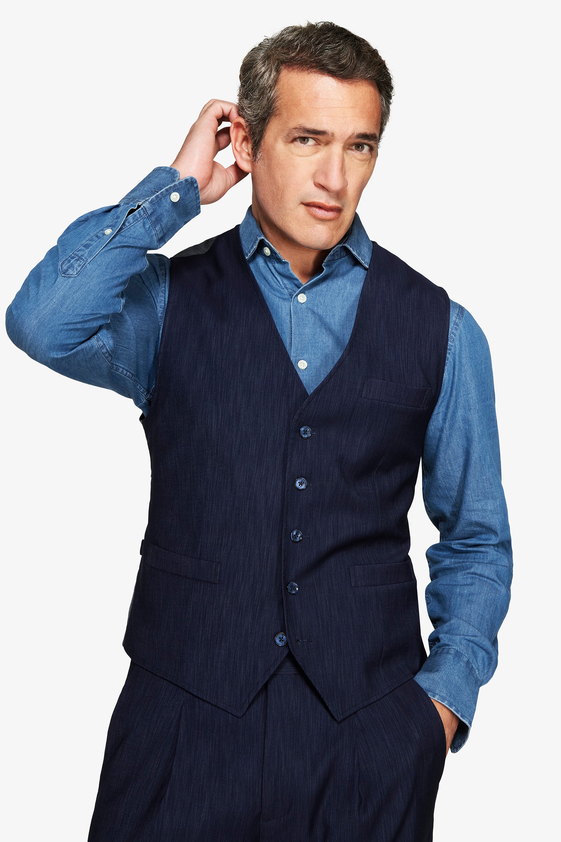 Chaleco efecto denim azul oscuro