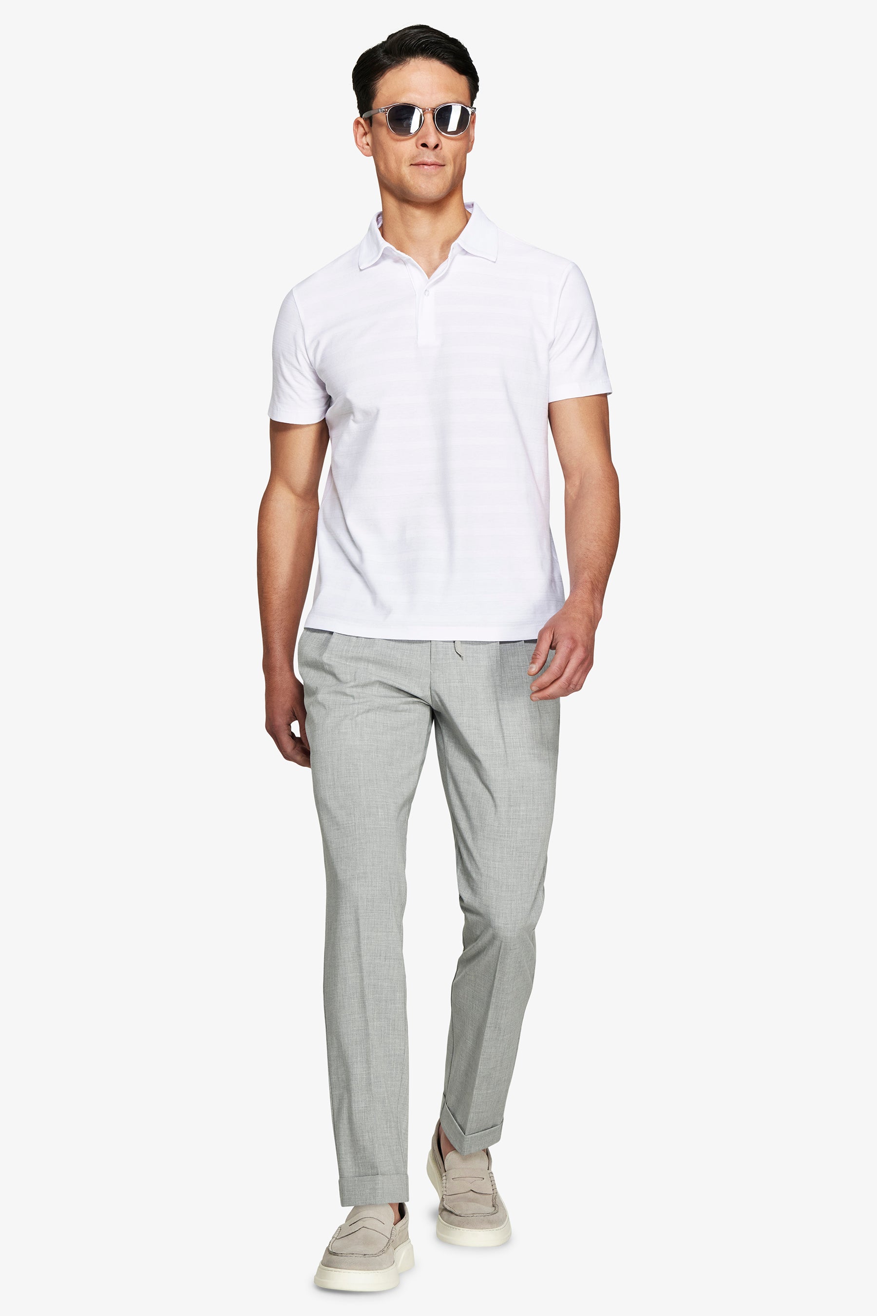 Polo jersey armaturata bianca-Dan John