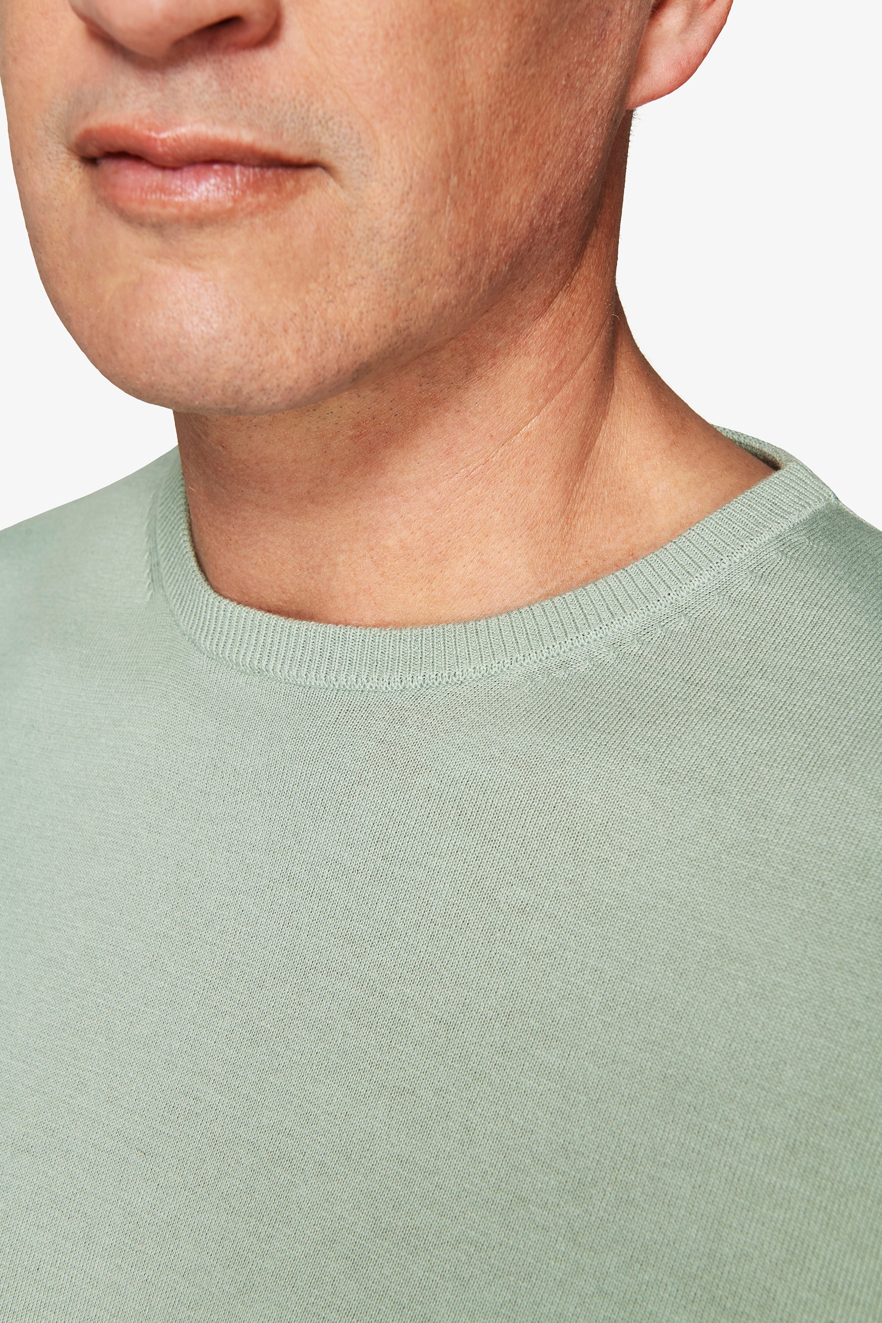 Light green knit cotton basic t-shirt