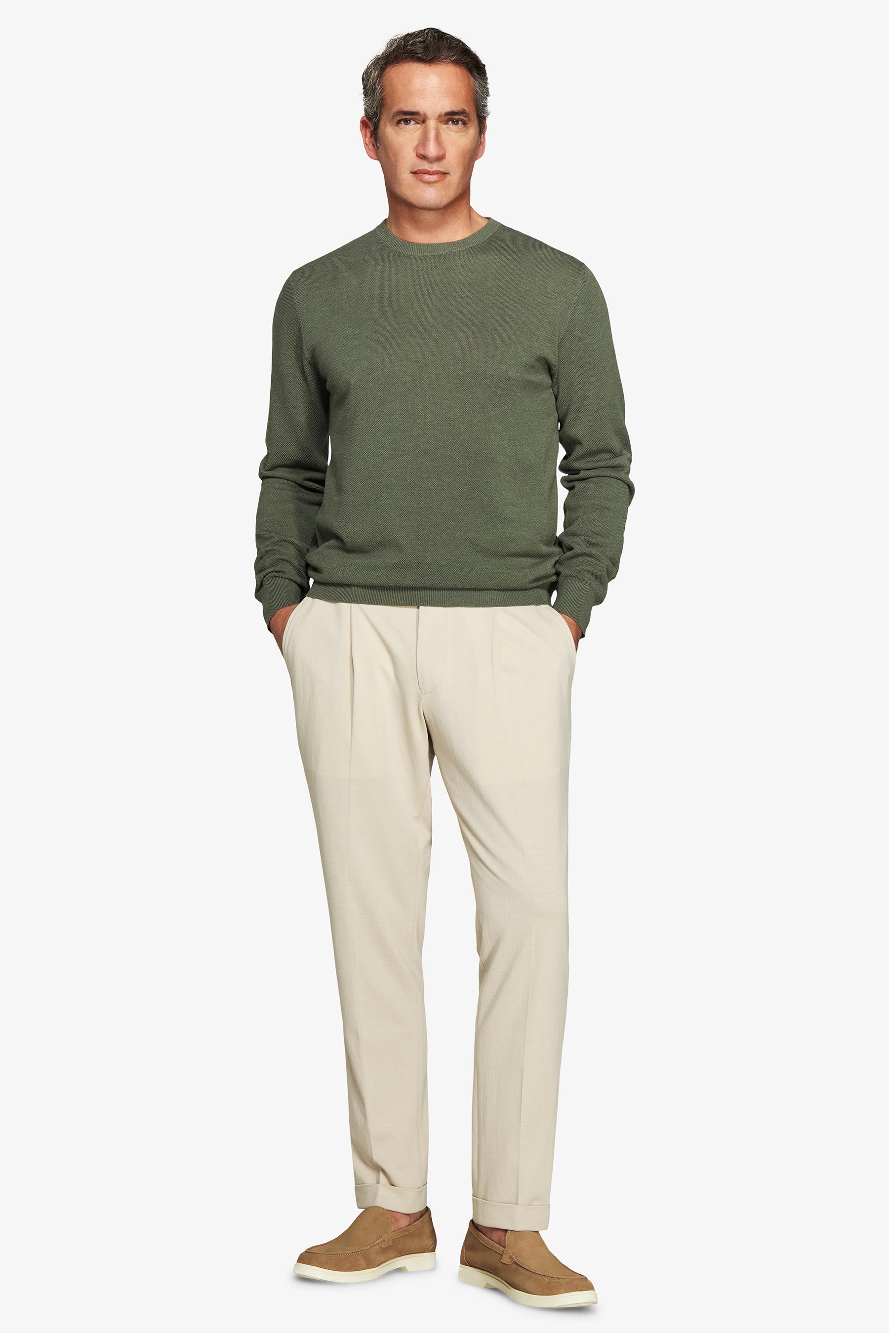 Maglia girocollo armaturata melange verde-Dan John