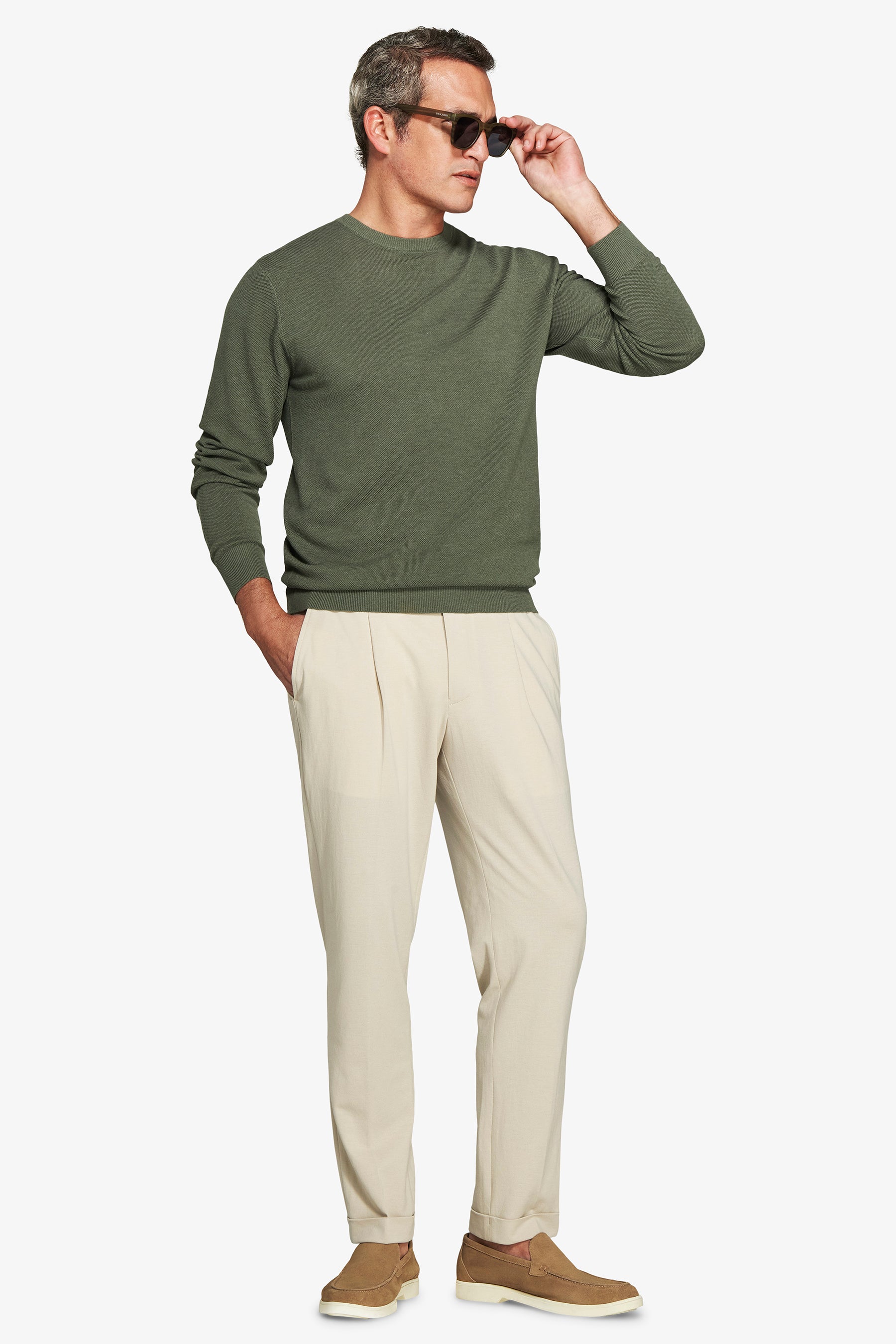 Maglia girocollo armaturata melange verde-Dan John