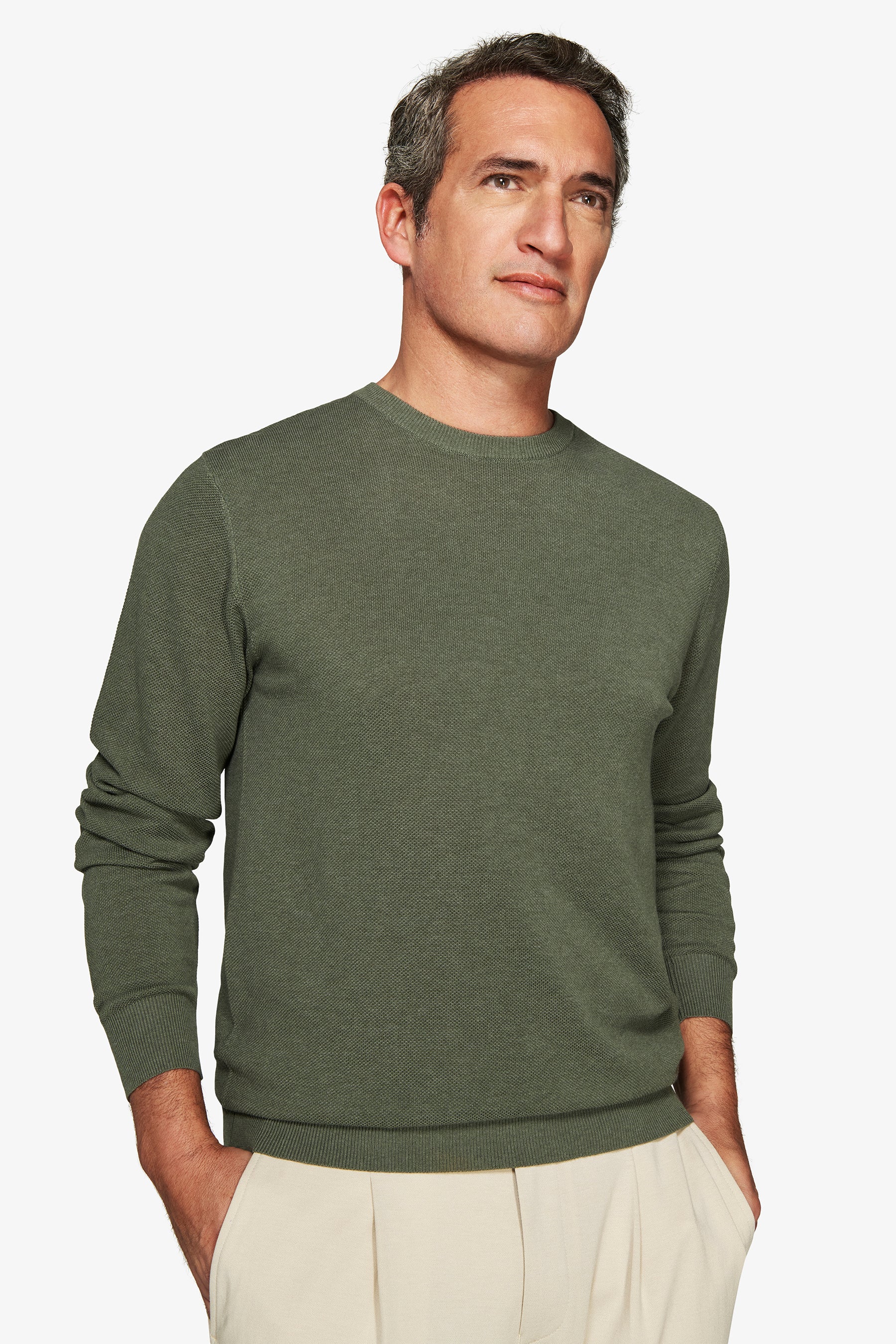 Maglia girocollo armaturata melange verde-Dan John