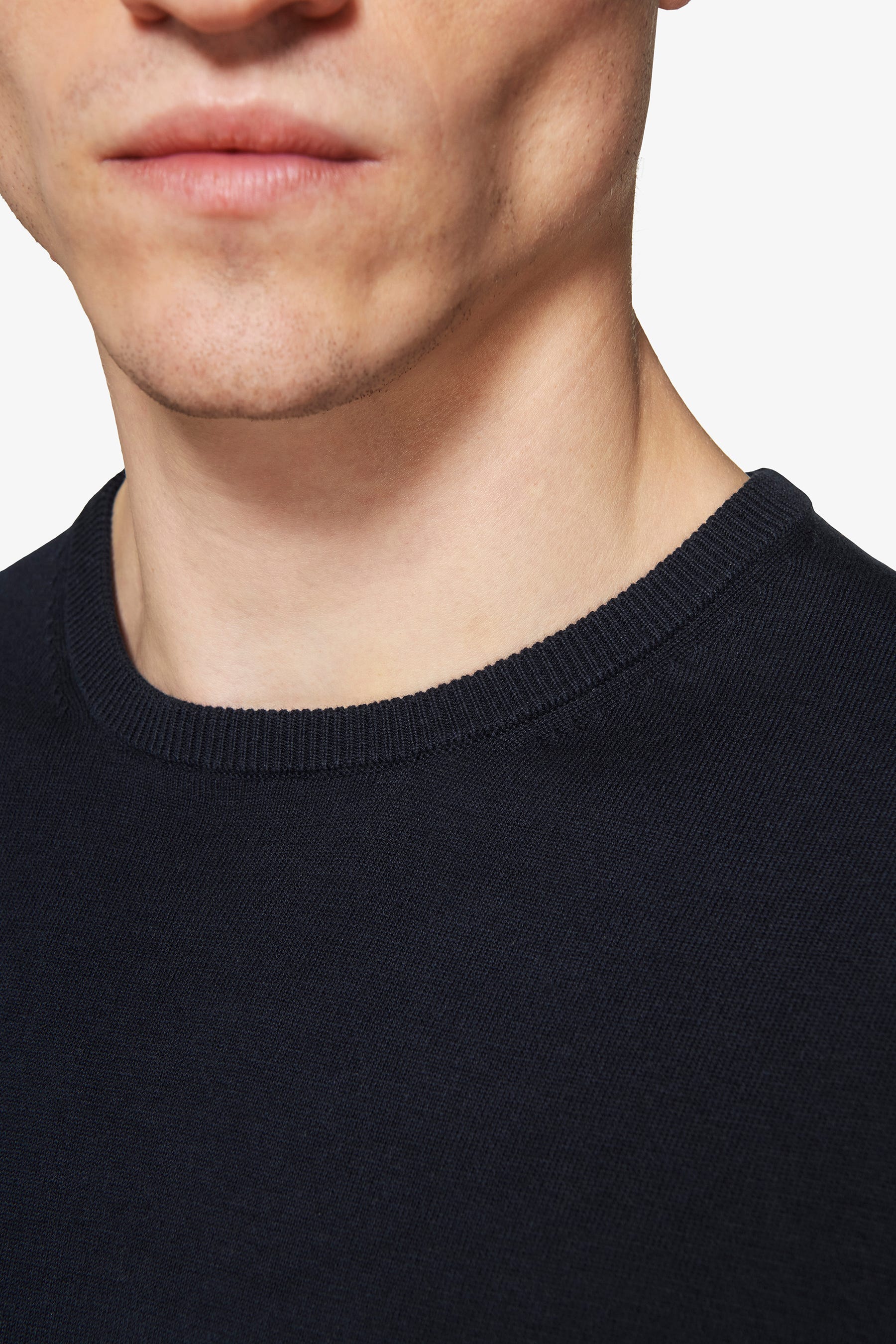 T-shirt in maglia basic in cotone blu-Dan John